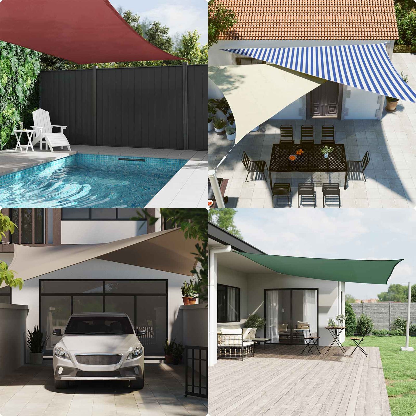 Sun Shade Sail Blue and White 7 x 7 m 100% Polyester Oxford