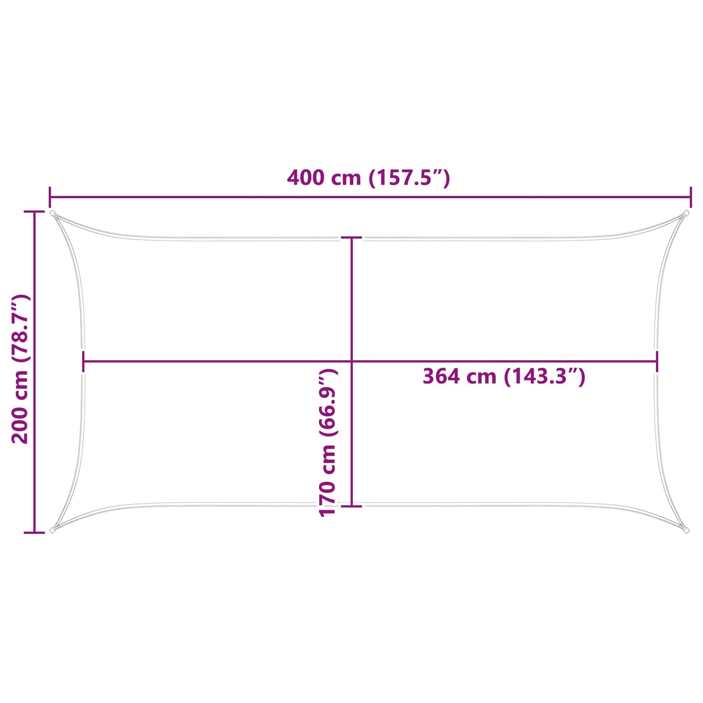 Sun Shade Sail Orange and Brown 4 x 2 m 100% Polyester Oxford