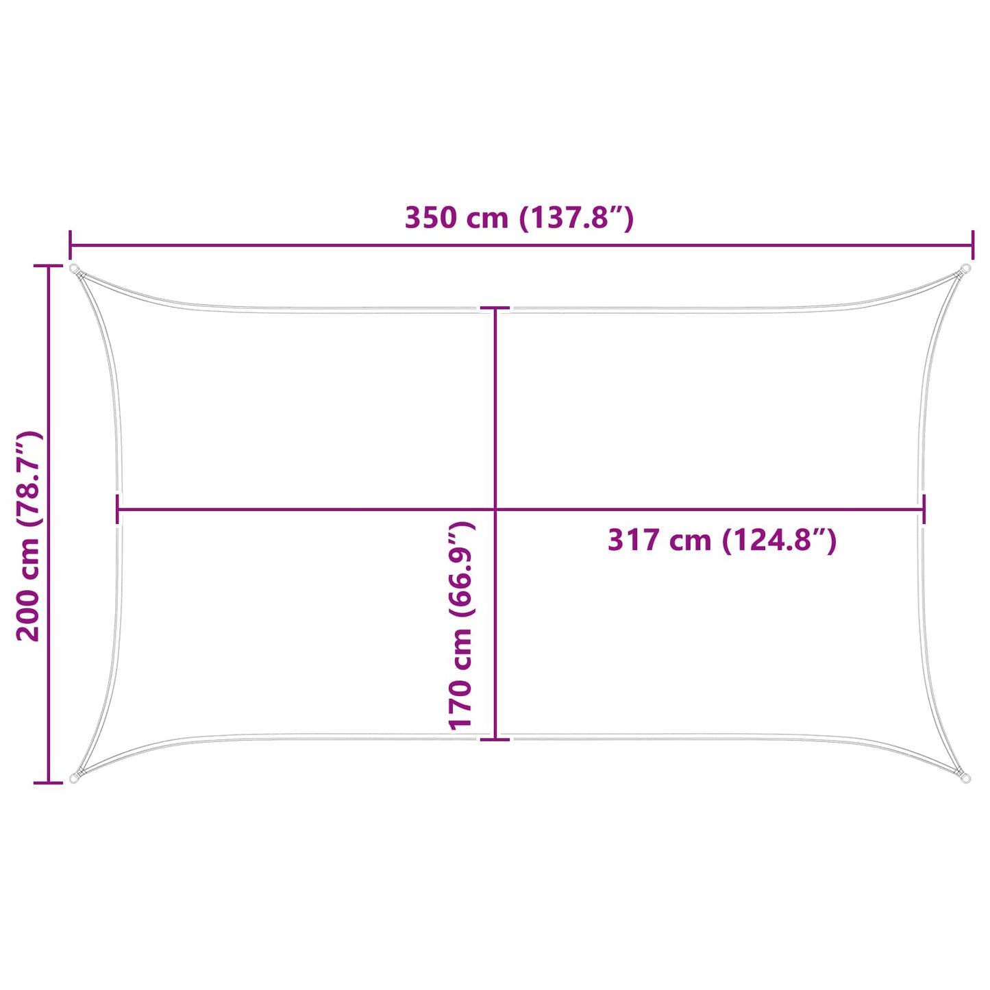 Sun Shade Sail Blue and White 3.5 x 2 m 100% Polyester Oxford