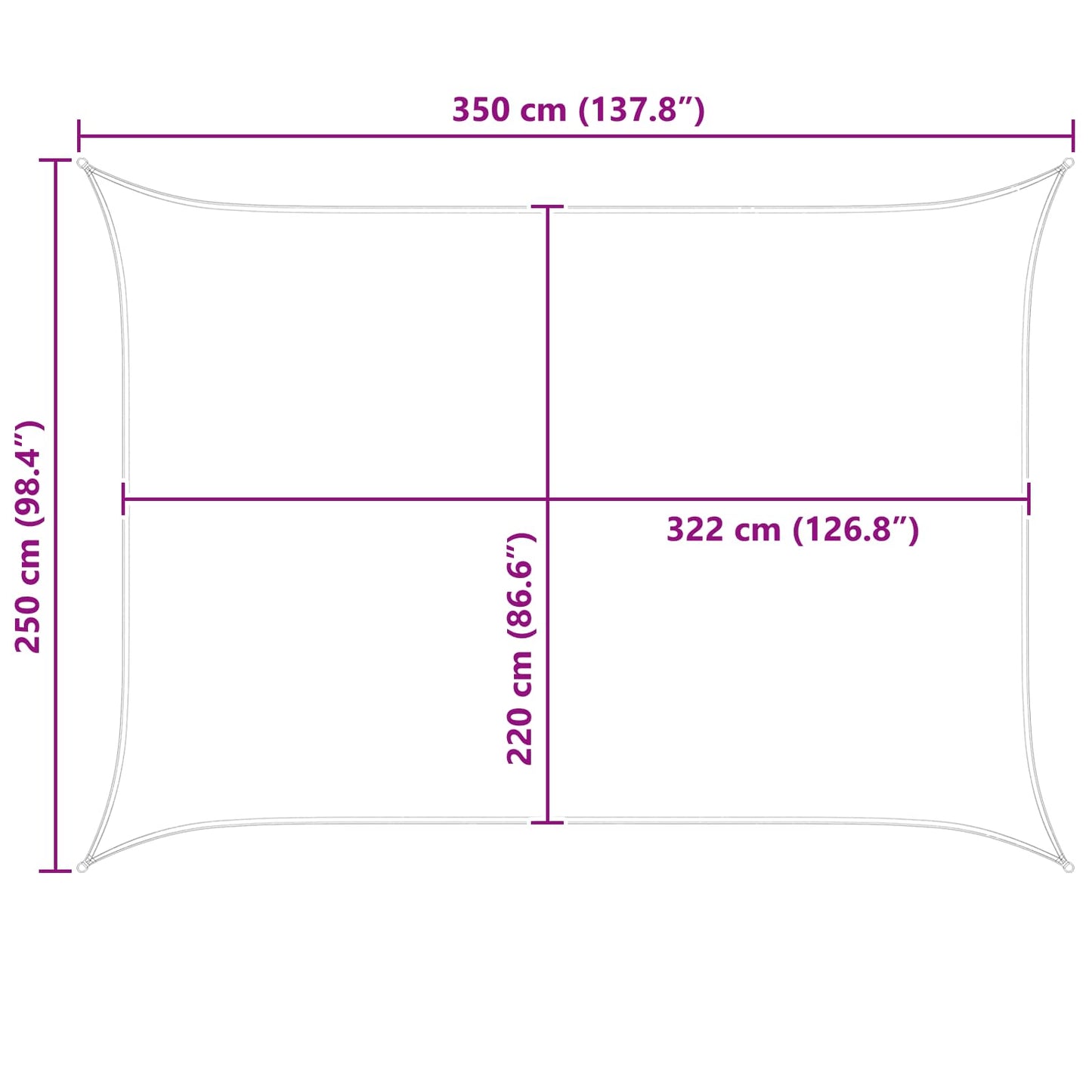 Sun Shade Sail 3,5 x 2,5 m 100% Polyester Oxford Rectangular