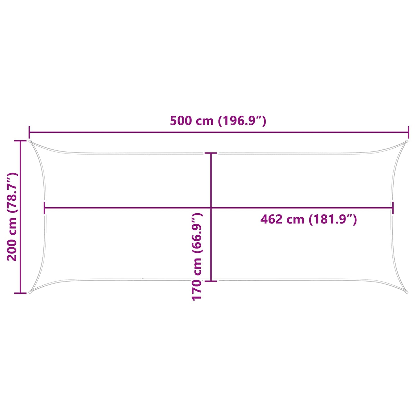 Sun Shade Sail Light Grey and White 5 x 2 m