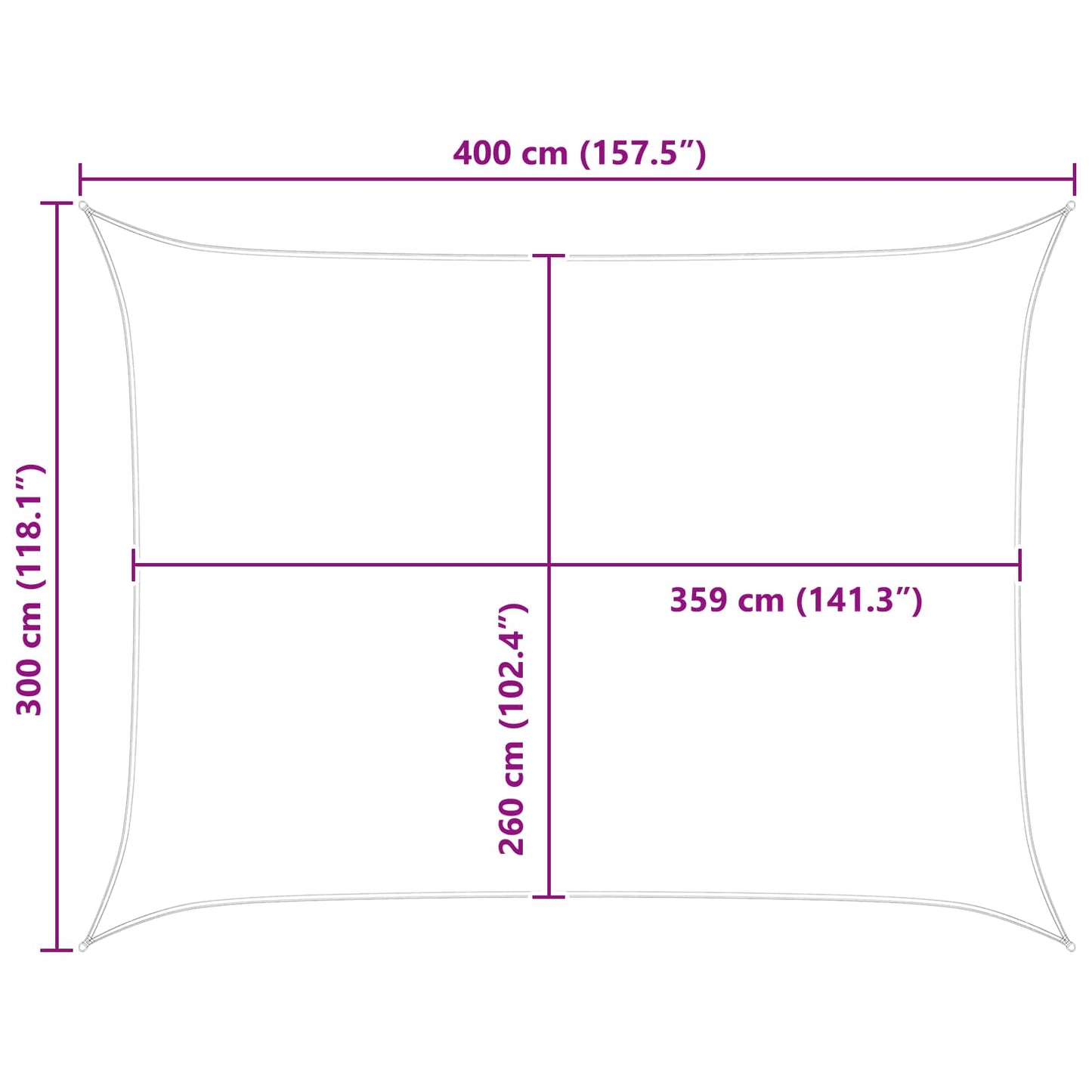 Sun Shade Sail Light Grey and White 4 x 3 m