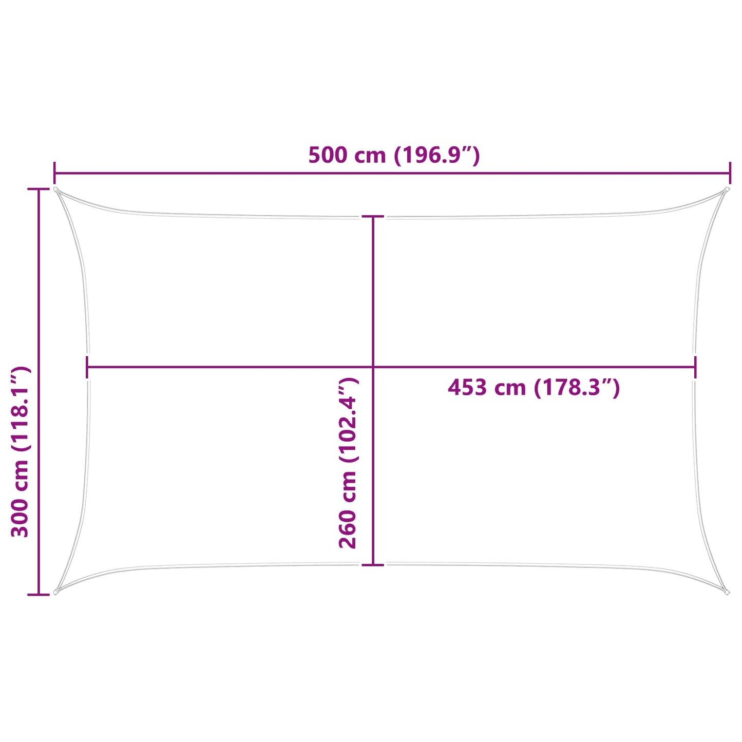 Sun Shade Sail Light Grey and White 5 x 3 m