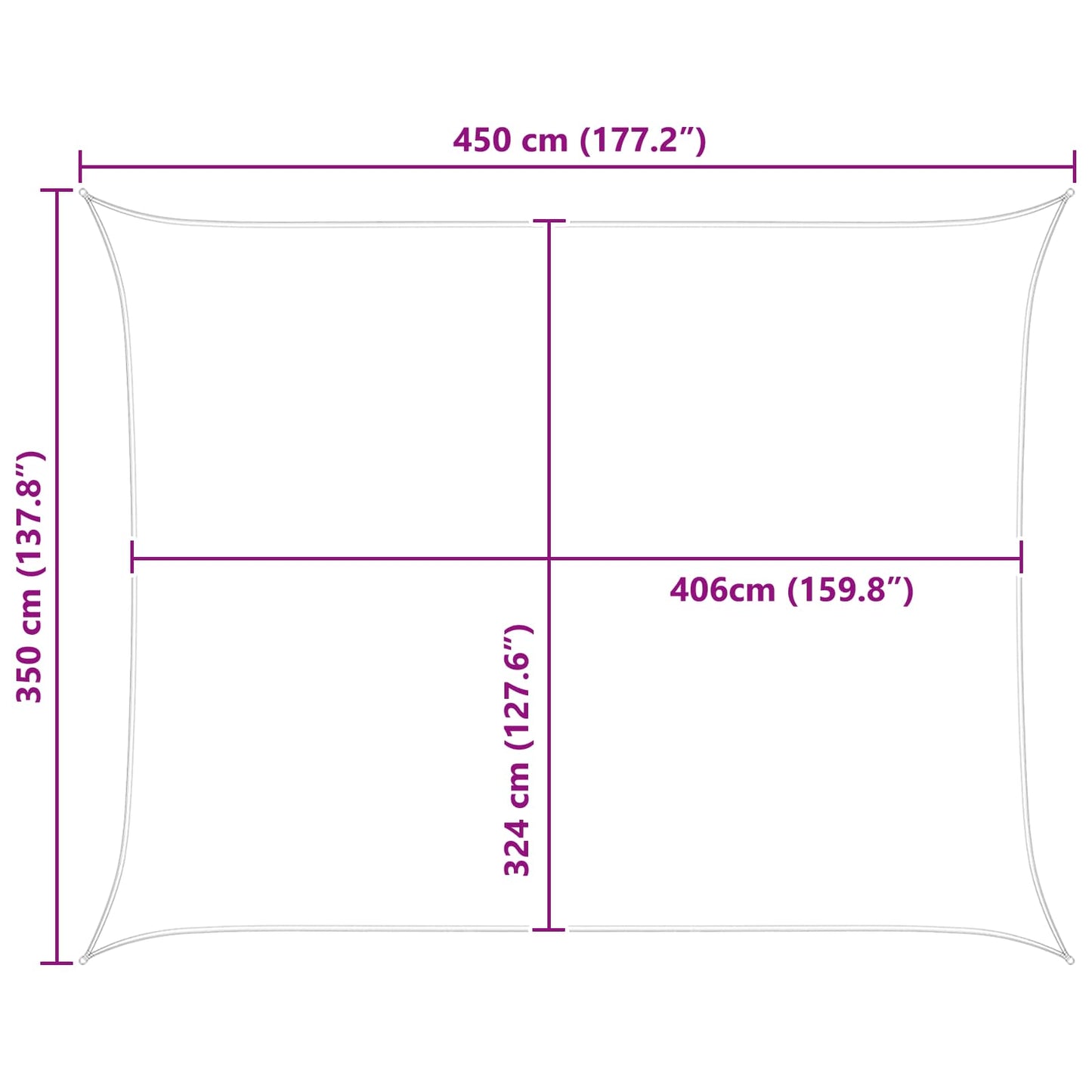 Sun Shade Sail Light Grey and White 4,5 x 3,5 m
