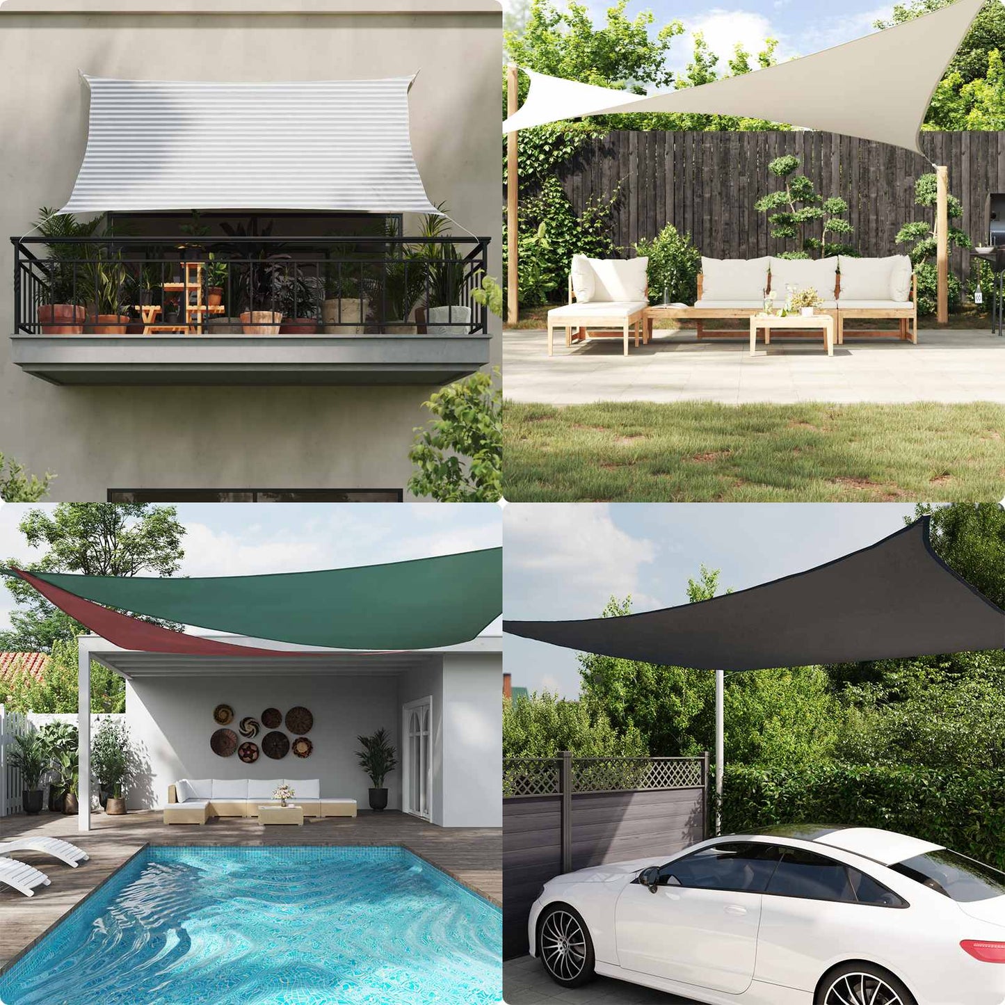 Sun Shade Sail Light Grey and White 6 x 4 m