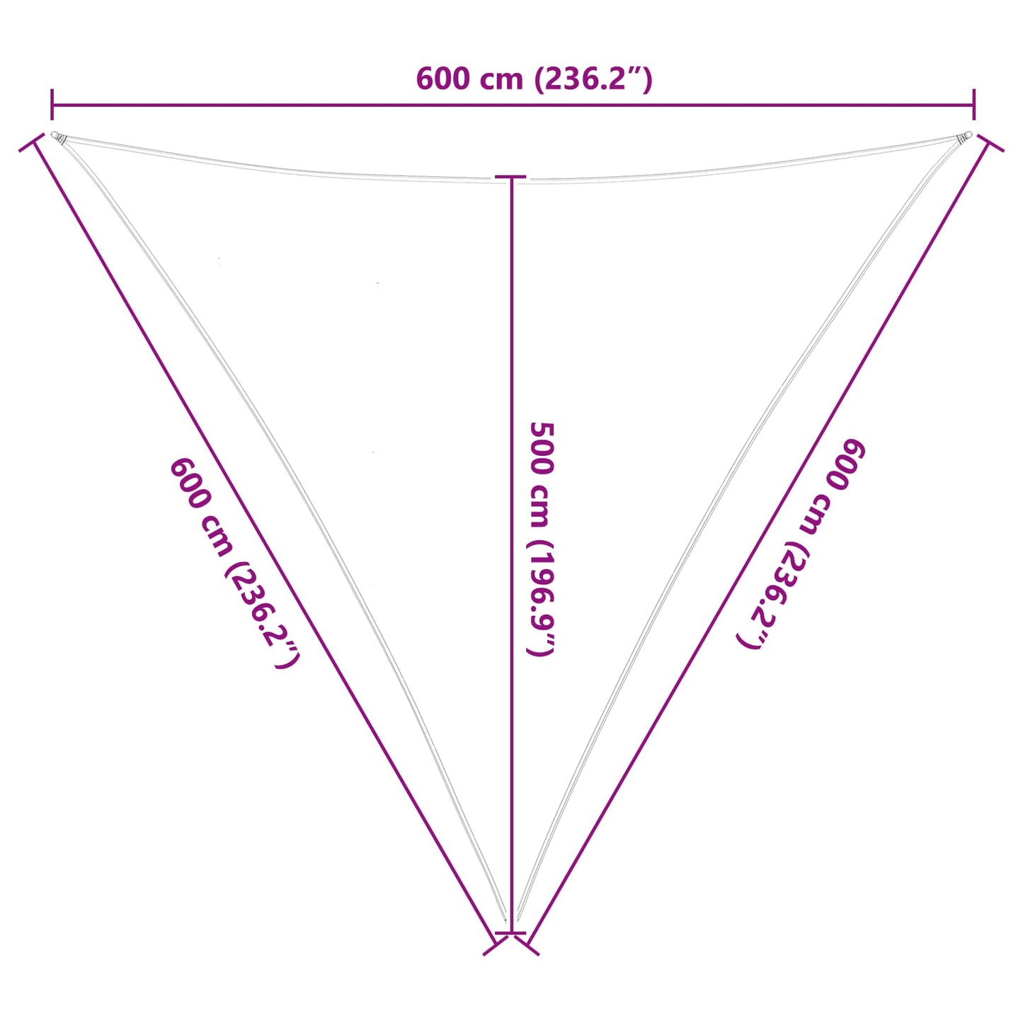 Sun Shade Sail Light Grey and White 6 x 6 x 6 m
