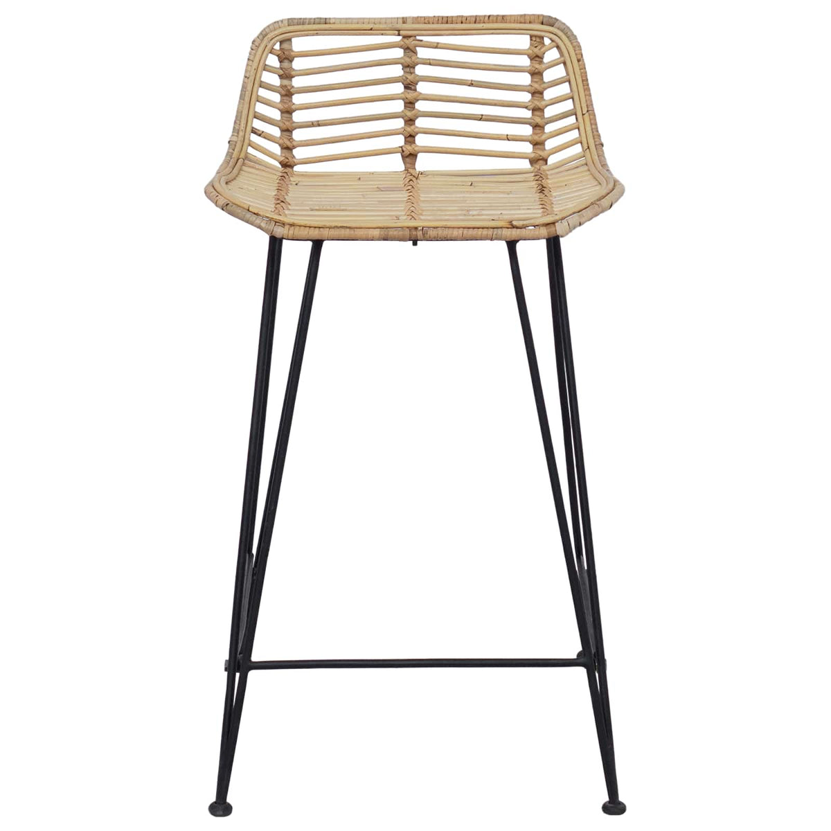 Bar Stool 2 pcs Natural 44 x 45 x 76 cm Rattan and Steel