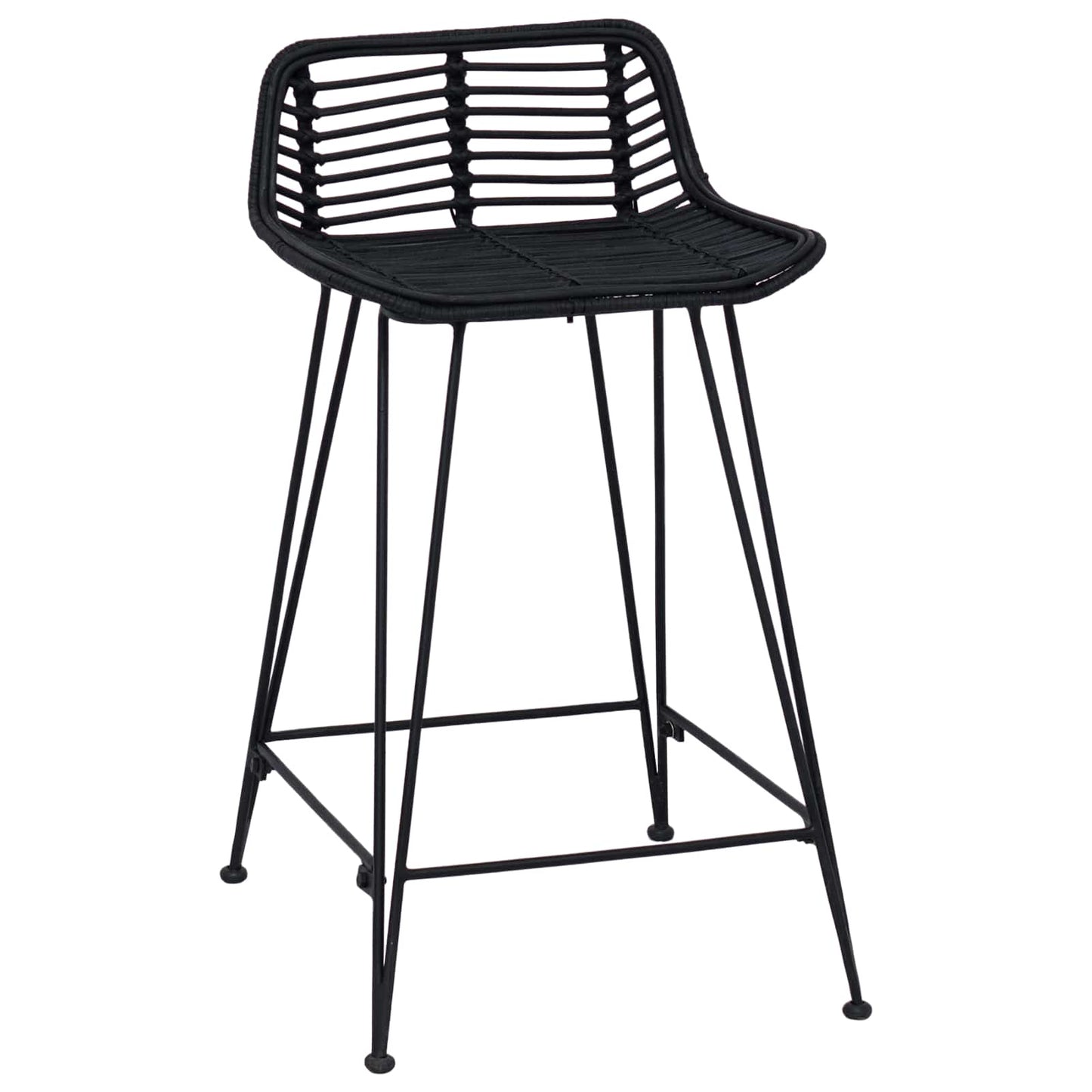 Bar Stool 2 pcs Black 44 x 45 x 76 cm Rattan and Steel