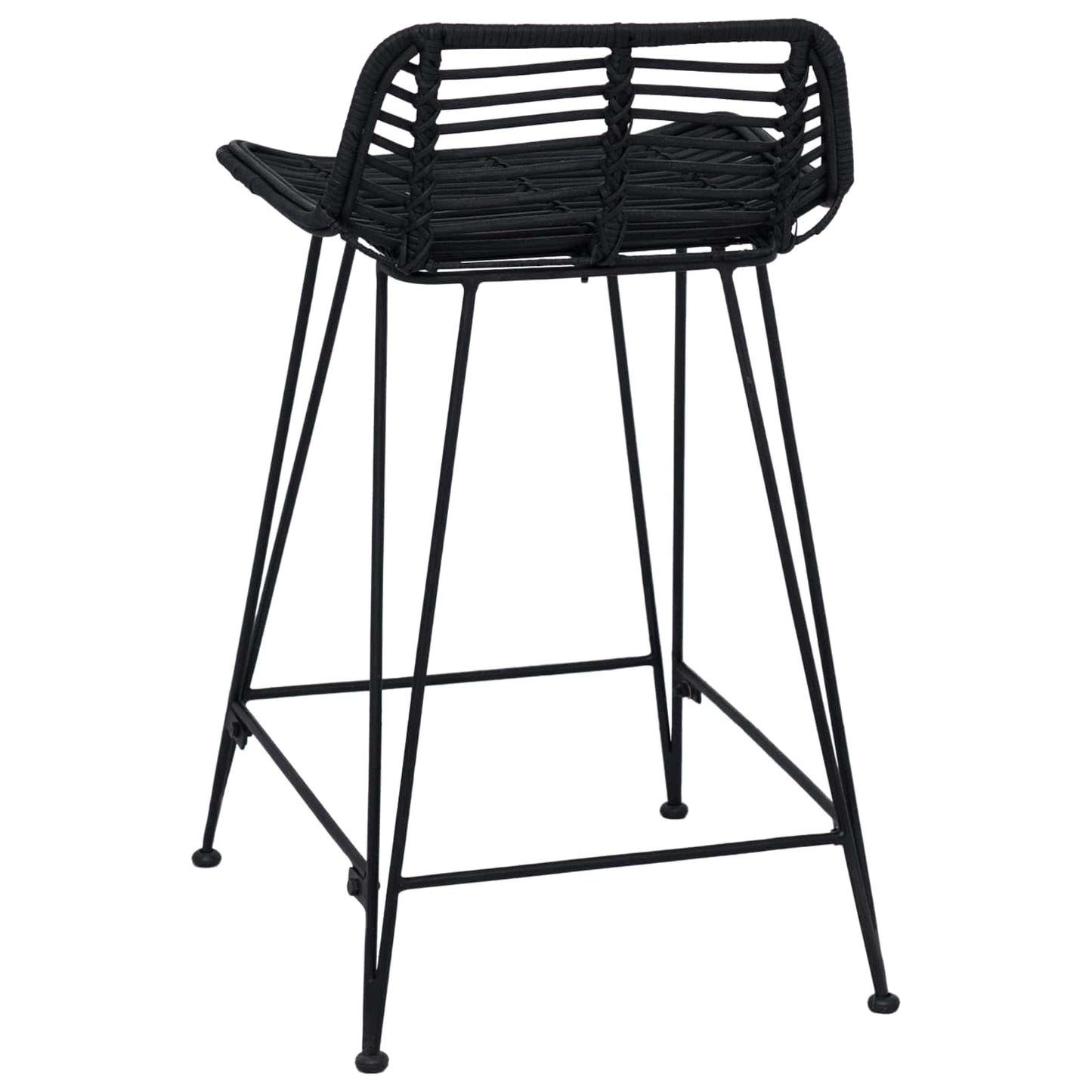 Bar Stool 2 pcs Black 44 x 45 x 76 cm Rattan and Steel