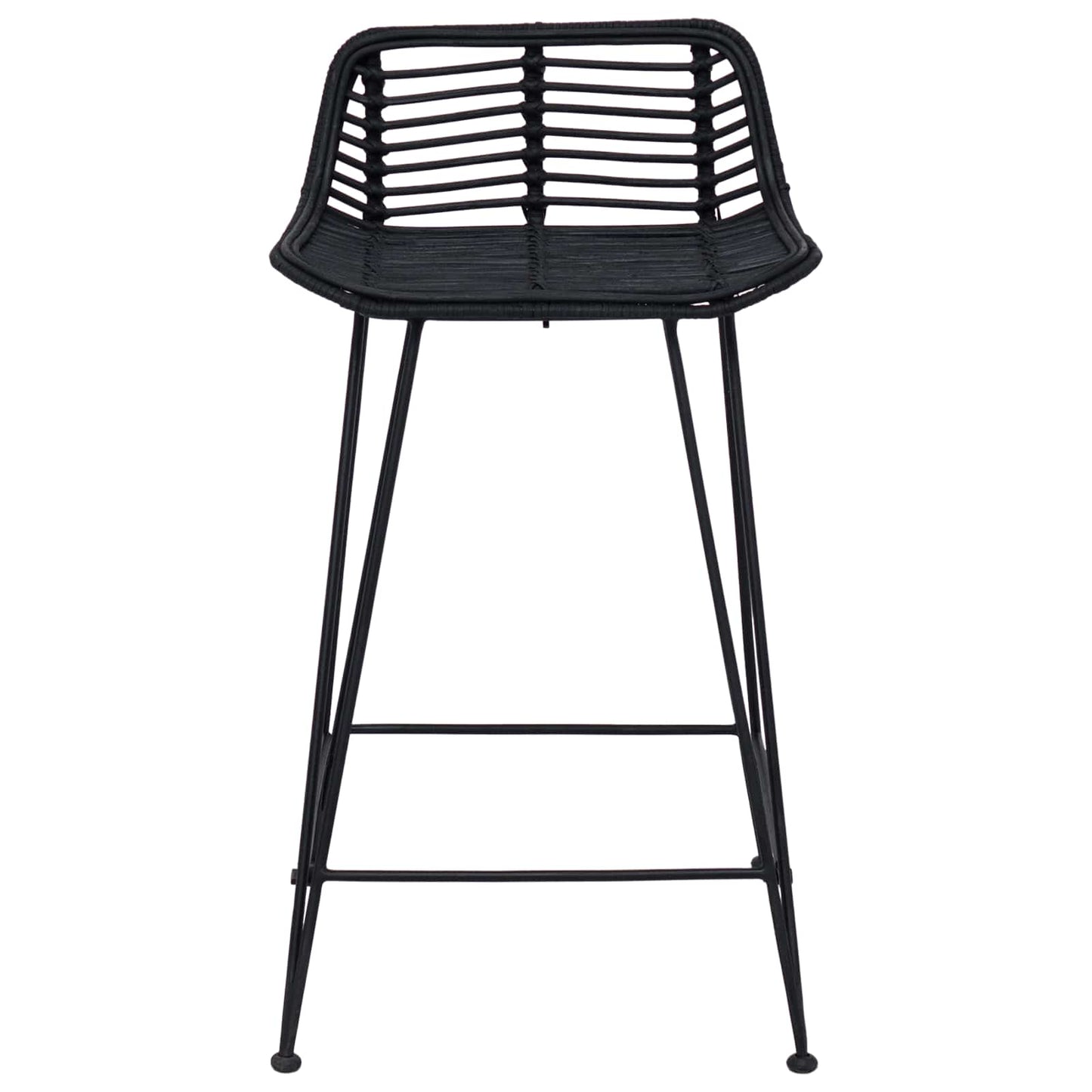 Bar Stool 2 pcs Black 44 x 45 x 76 cm Rattan and Steel