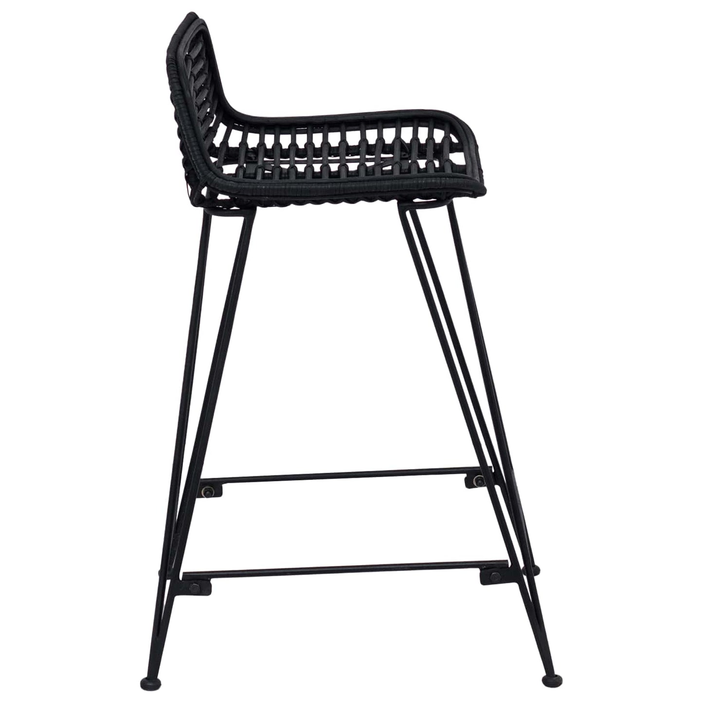 Bar Stool 2 pcs Black 44 x 45 x 76 cm Rattan and Steel
