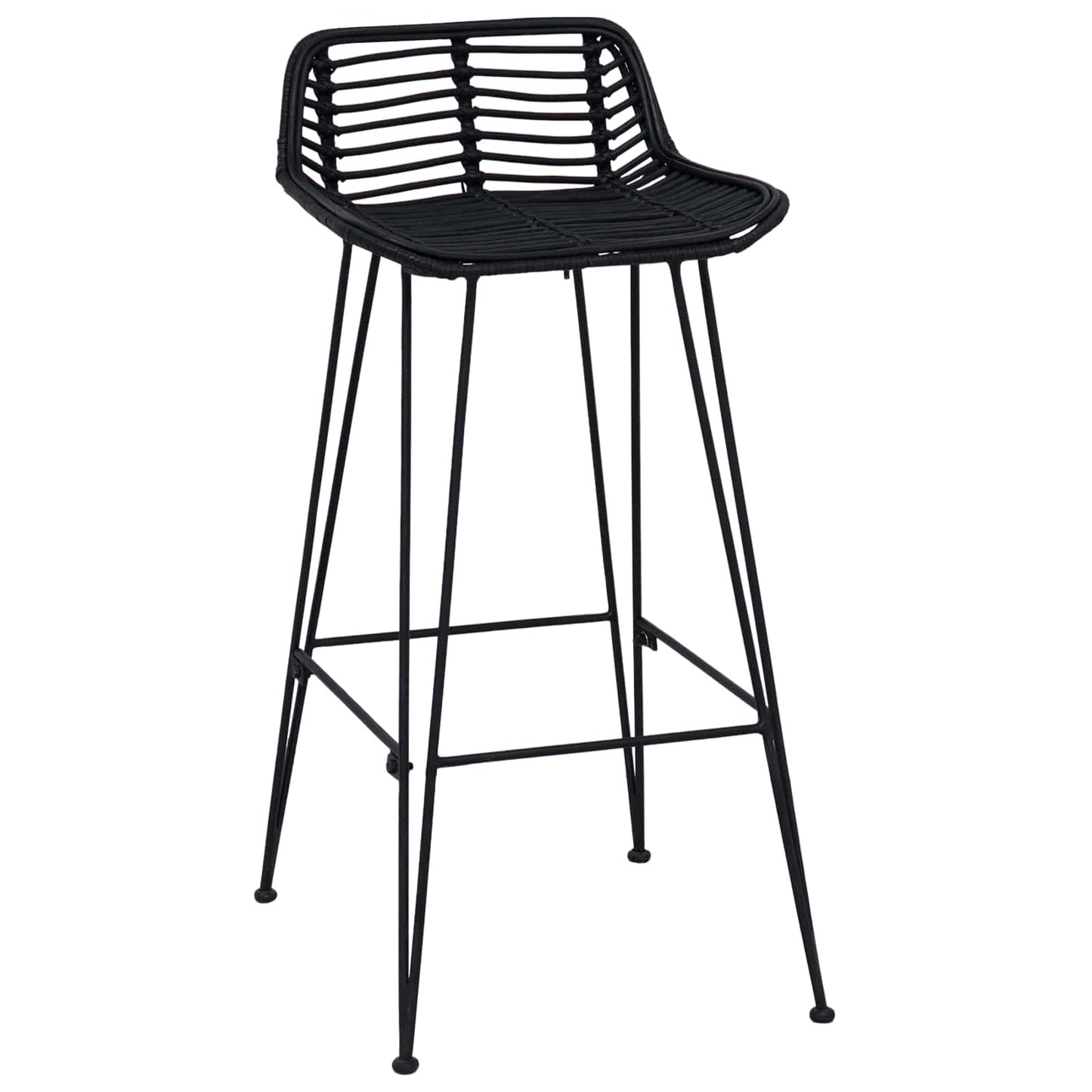 Bar Stool 2 pcs Black 44 x 46 x 91 cm Rattan and Steel