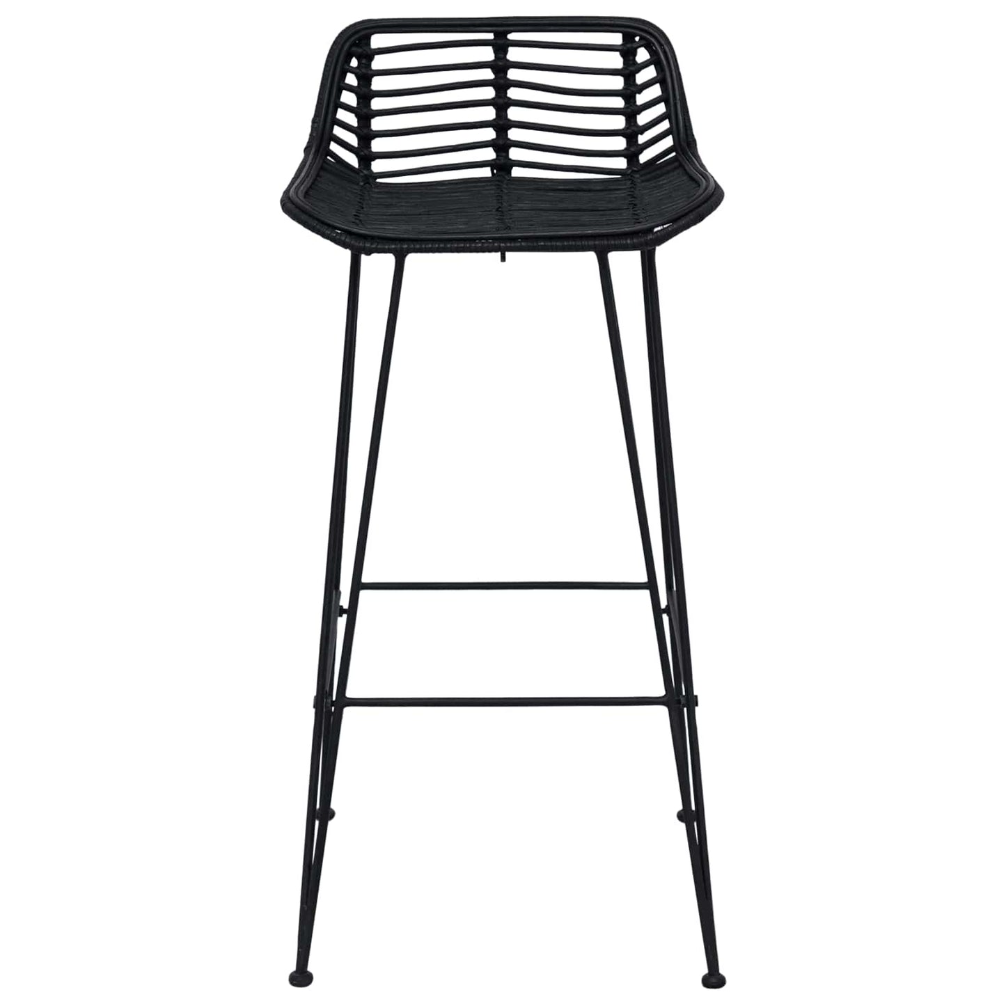 Bar Stool 2 pcs Black 44 x 46 x 91 cm Rattan and Steel