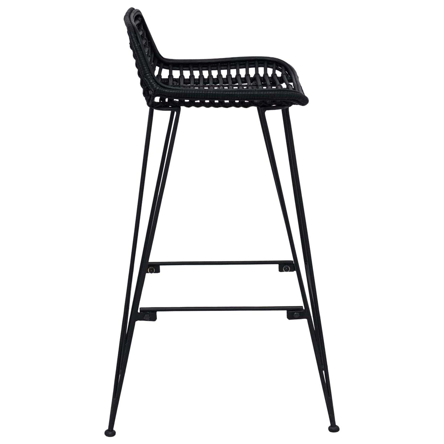 Bar Stool 2 pcs Black 44 x 46 x 91 cm Rattan and Steel