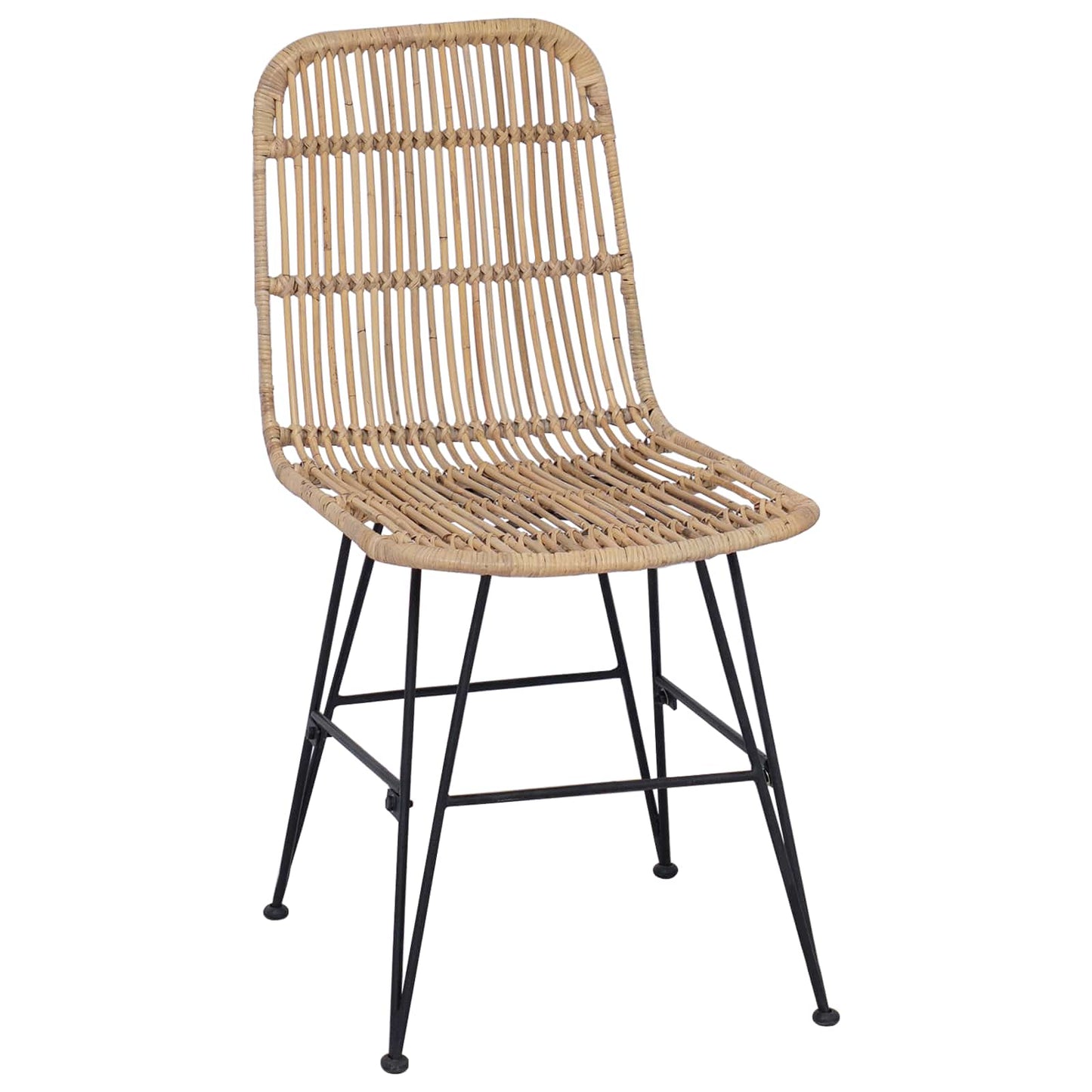 Dinning Chair 2 pcs Natural 41 x 55 x 85 cm Rattan and Steel