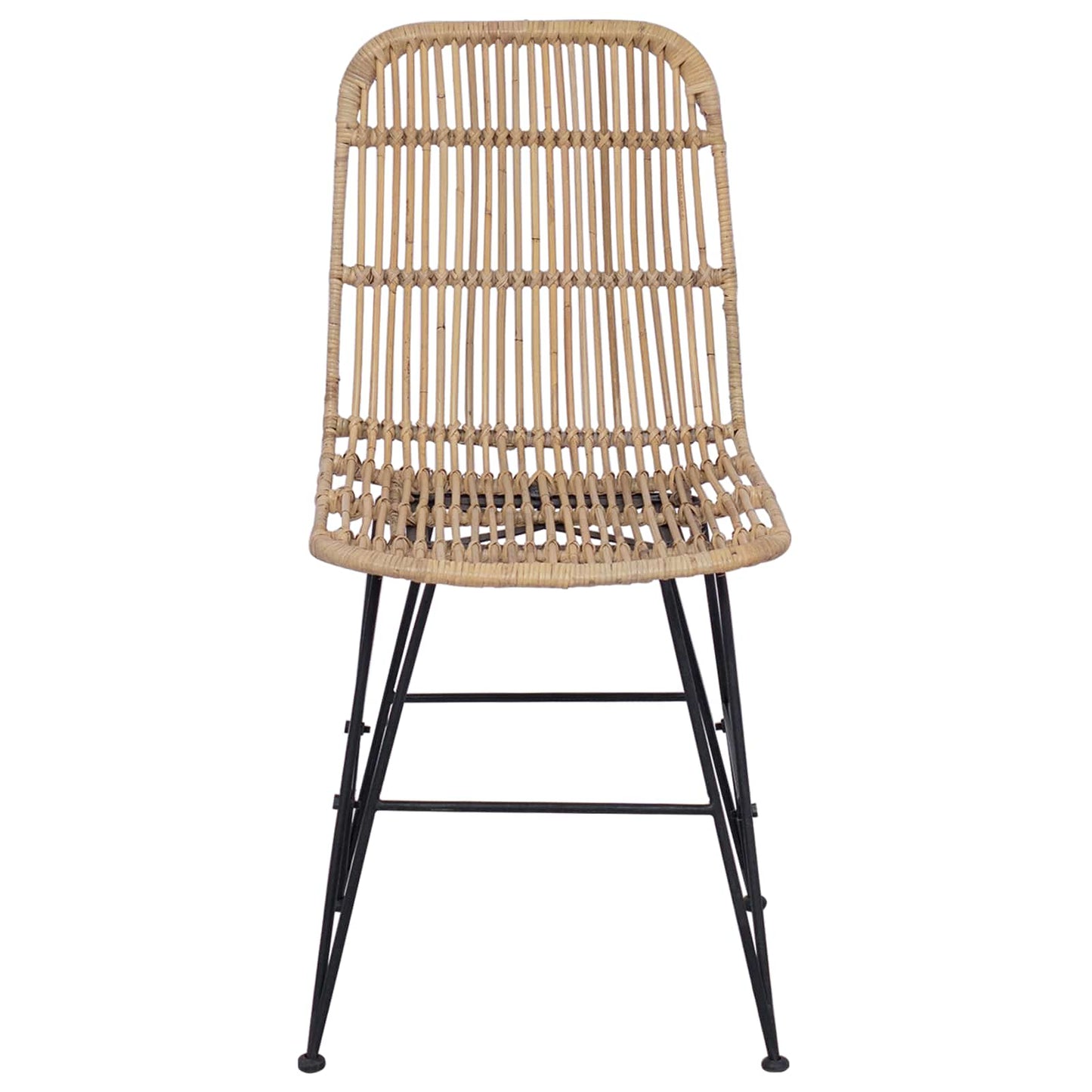 Dinning Chair 2 pcs Natural 41 x 55 x 85 cm Rattan and Steel