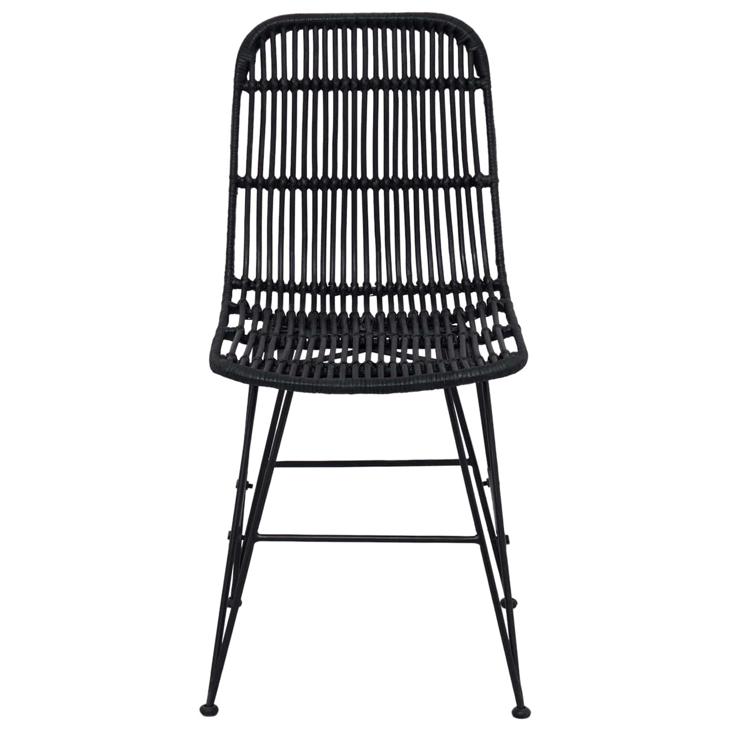 Dinning Chair 2 pcs Black 41 x 55 x 85 cm Rattan and Steel