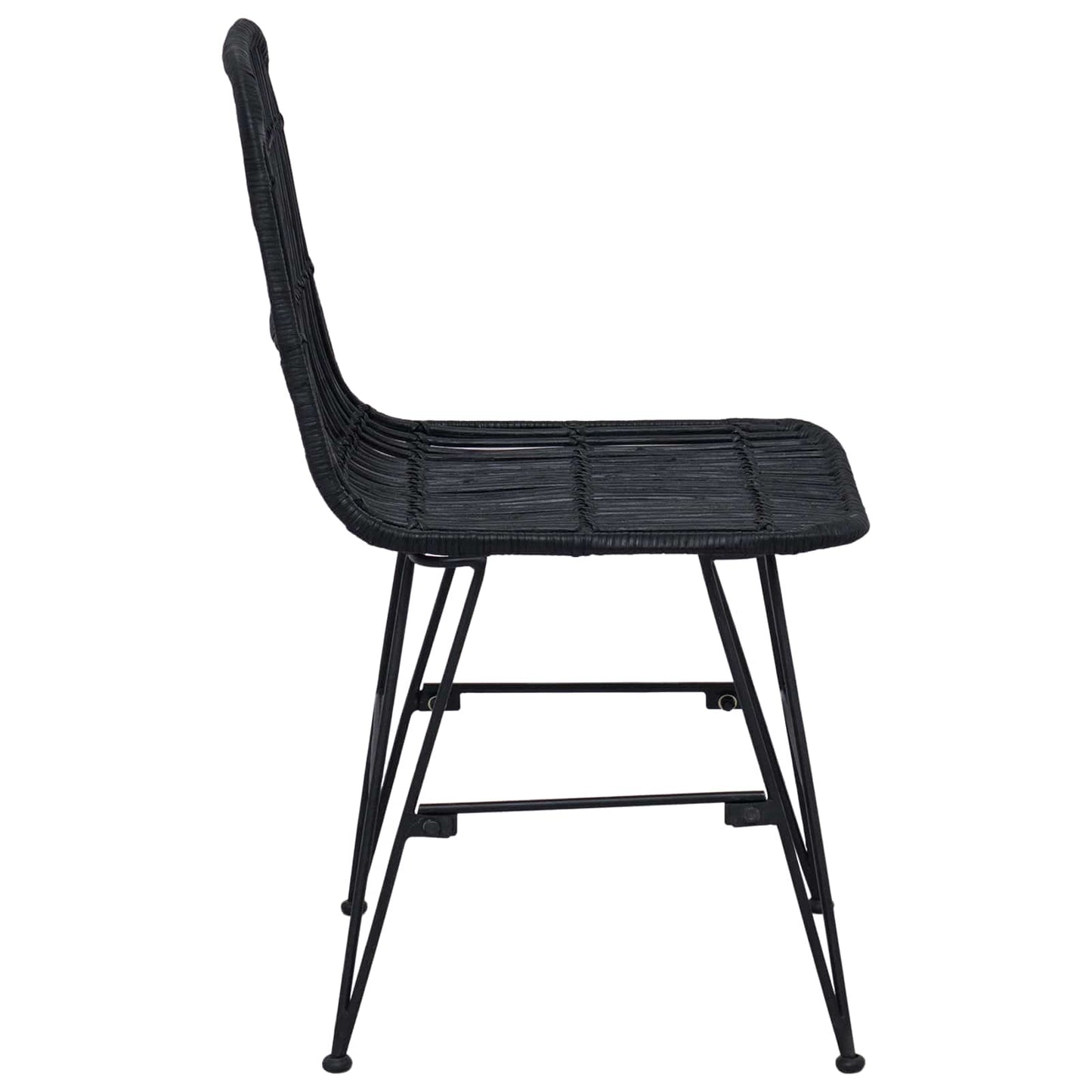 Dinning Chair 2 pcs Black 41 x 55 x 85 cm Rattan and Steel