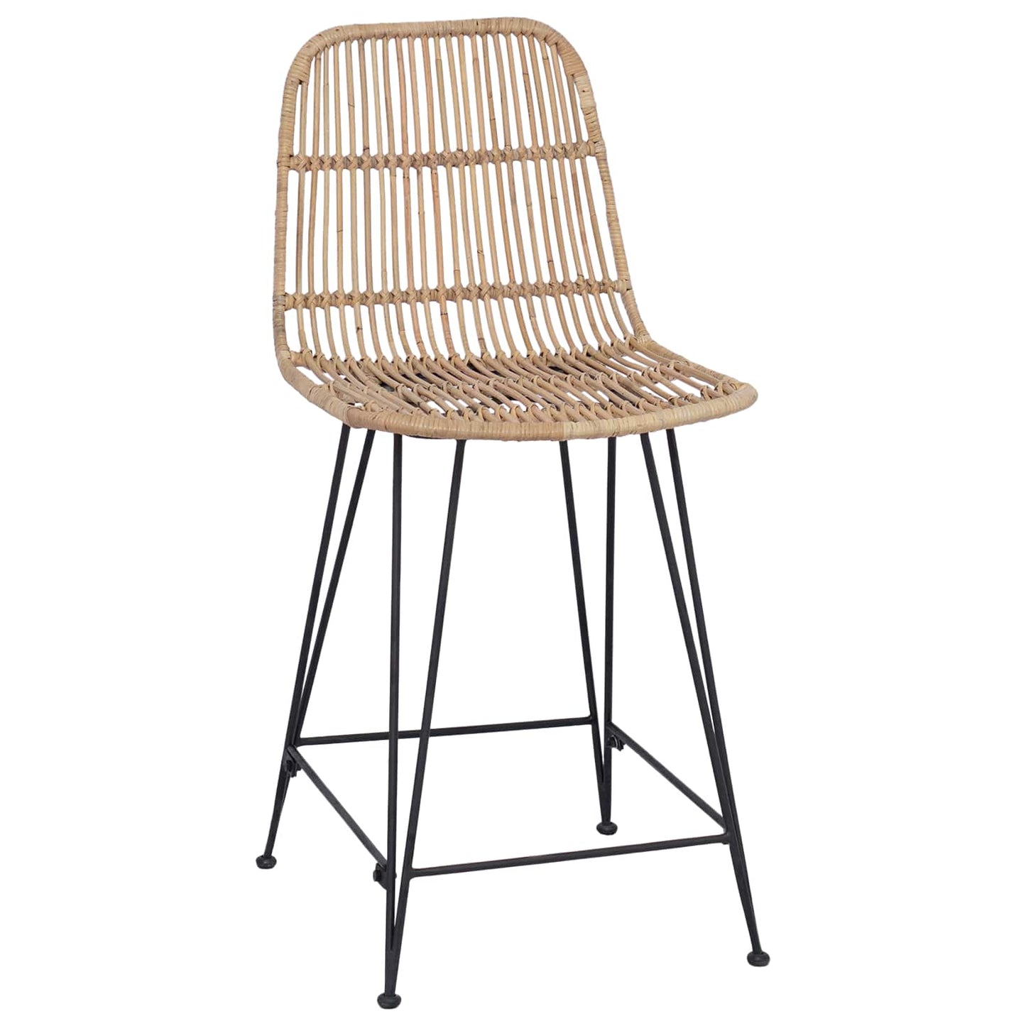 Bar Stool 2 pcs Natural 44 x 54 x 96 cm Rattan and Steel