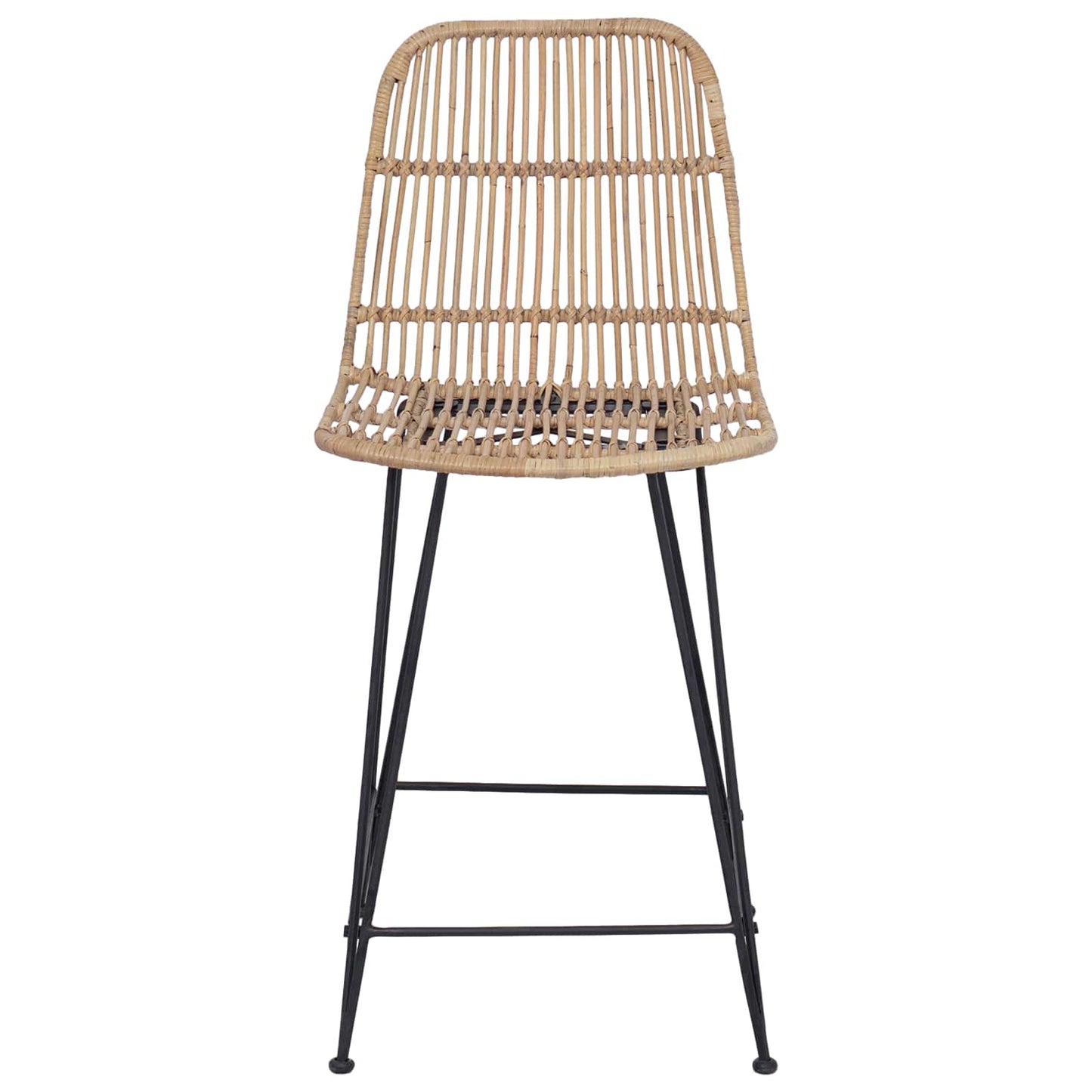 Bar Stool 2 pcs Natural 44 x 54 x 96 cm Rattan and Steel