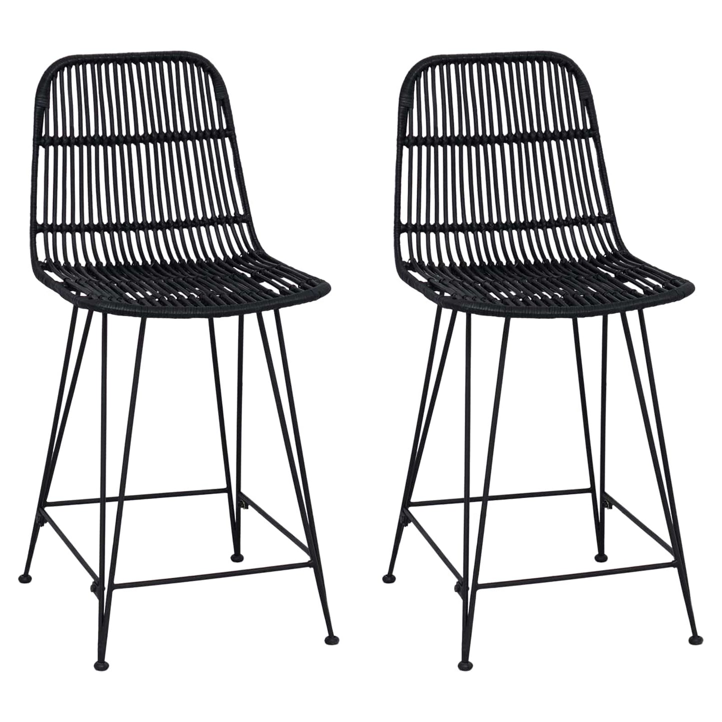Bar Stool 2 pcs Black 44 x 54 x 96 cm Rattan and Steel
