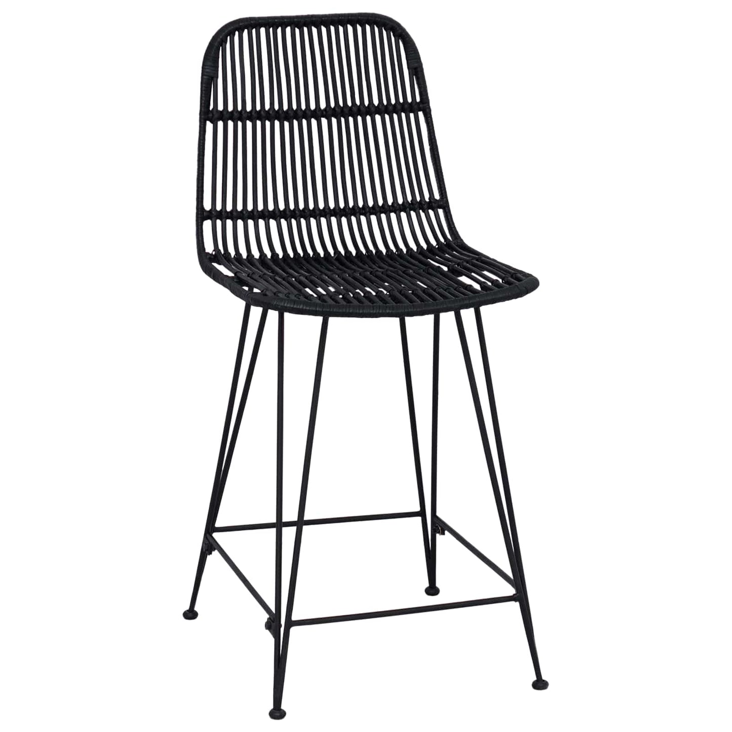Bar Stool 2 pcs Black 44 x 54 x 96 cm Rattan and Steel