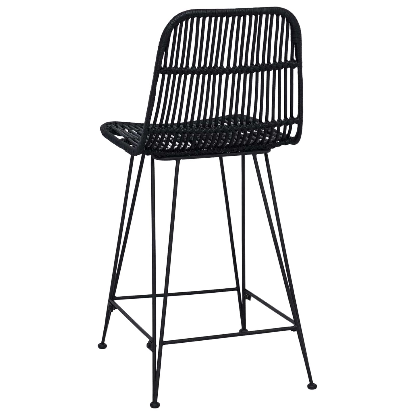 Bar Stool 2 pcs Black 44 x 54 x 96 cm Rattan and Steel