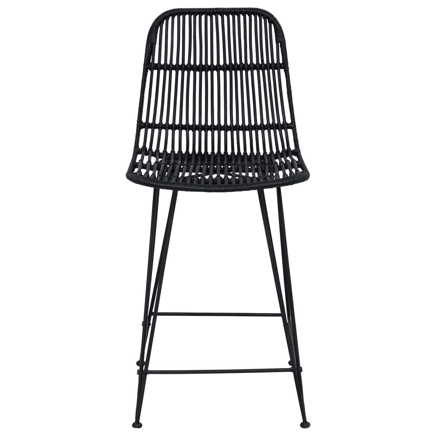 Bar Stool 2 pcs Black 44 x 54 x 96 cm Rattan and Steel