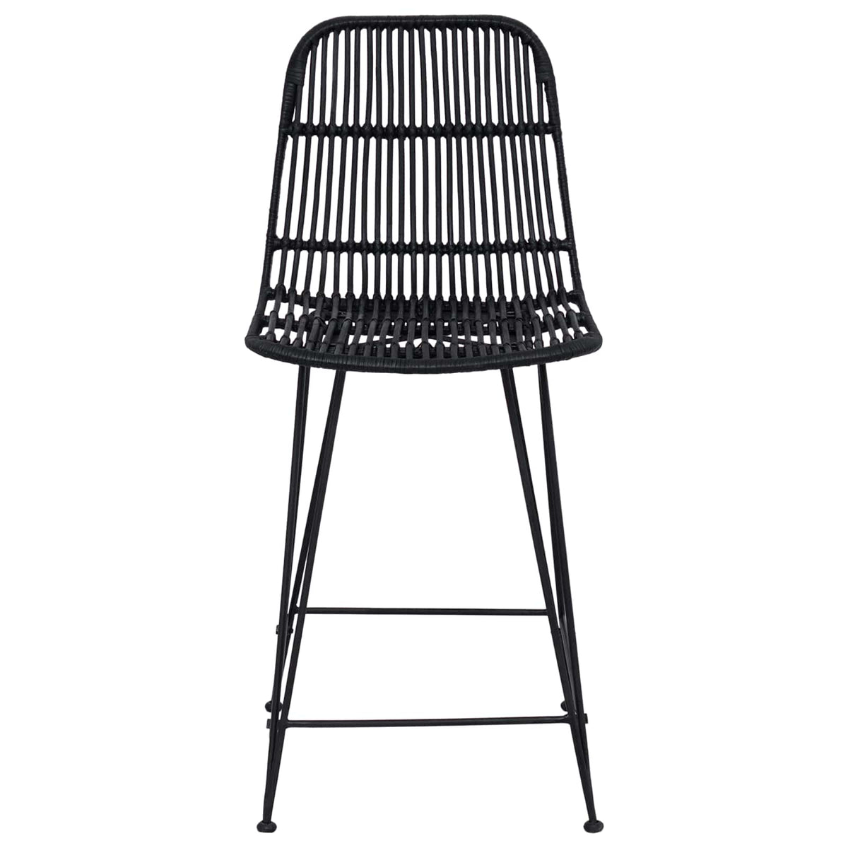 Bar Stool 2 pcs Black 44 x 54 x 96 cm Rattan and Steel