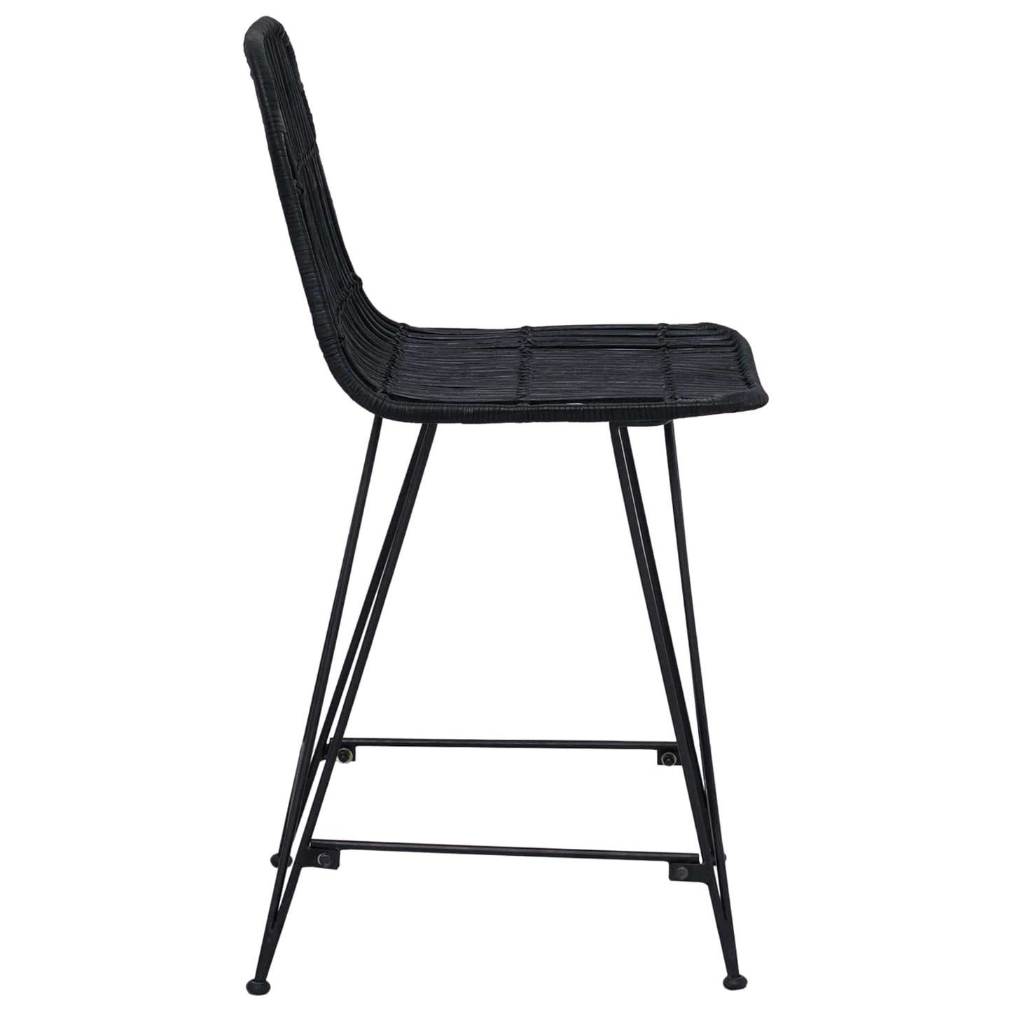 Bar Stool 2 pcs Black 44 x 54 x 96 cm Rattan and Steel