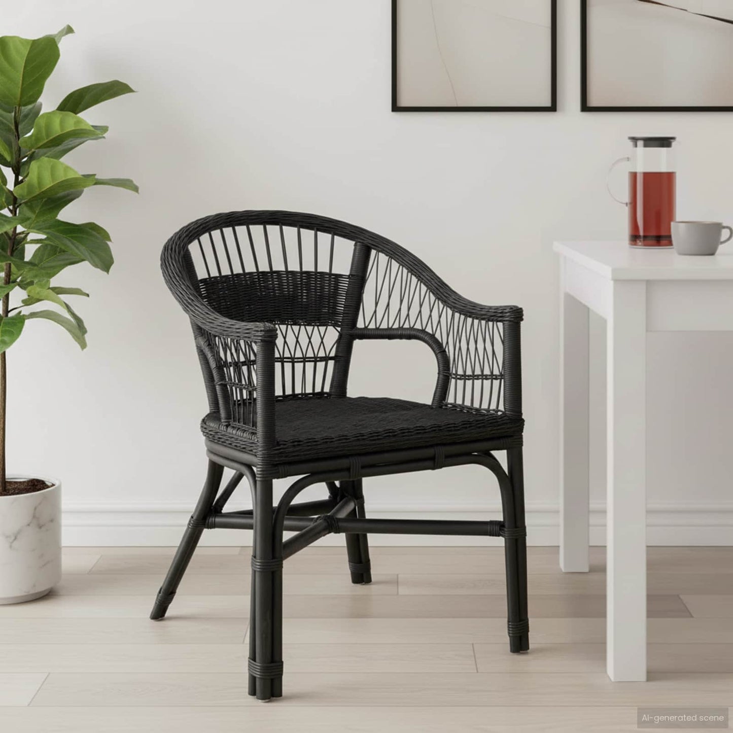 Stacking Chair Black 60 x 60 x 81 cm Rattan