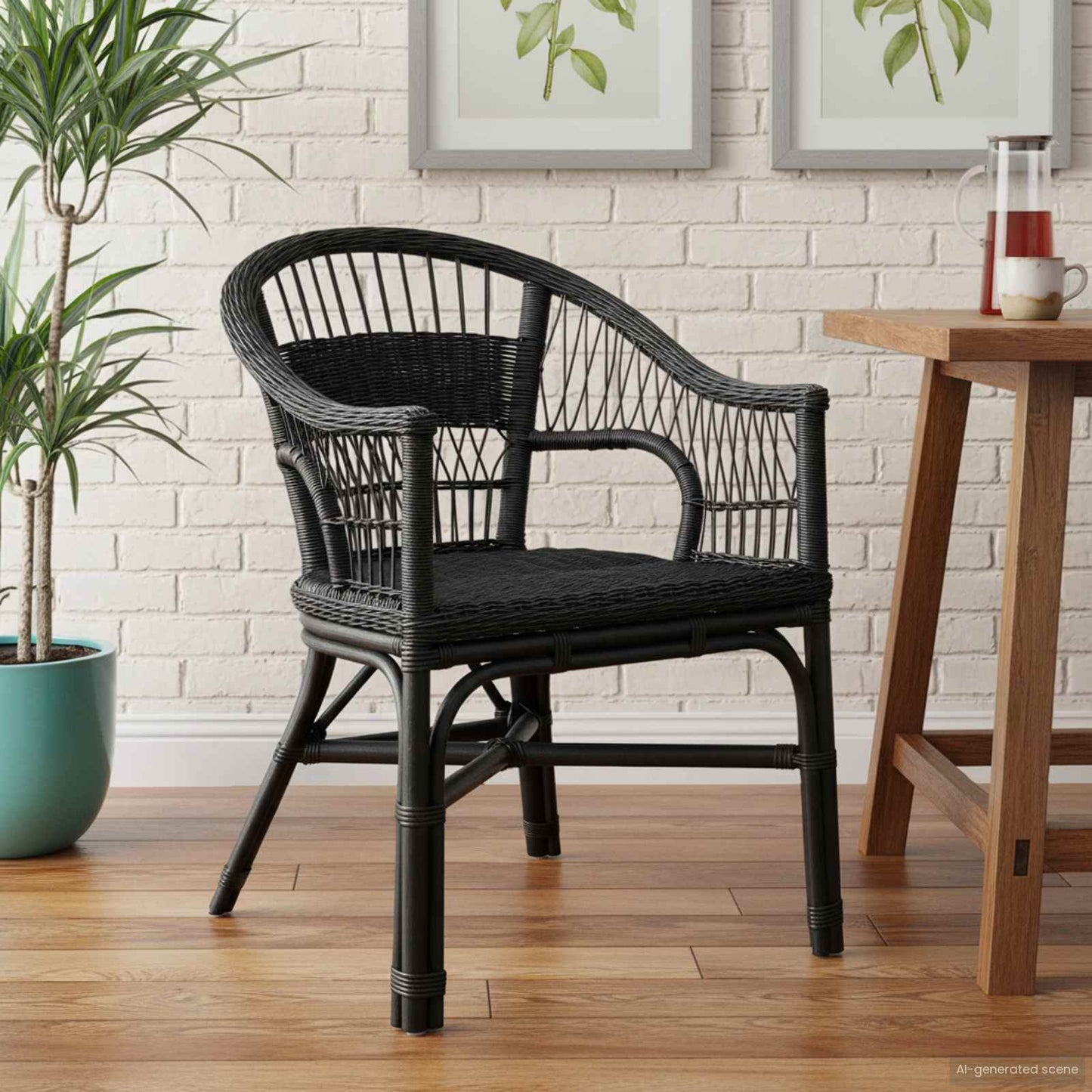 Stacking Chair Black 60 x 60 x 81 cm Rattan
