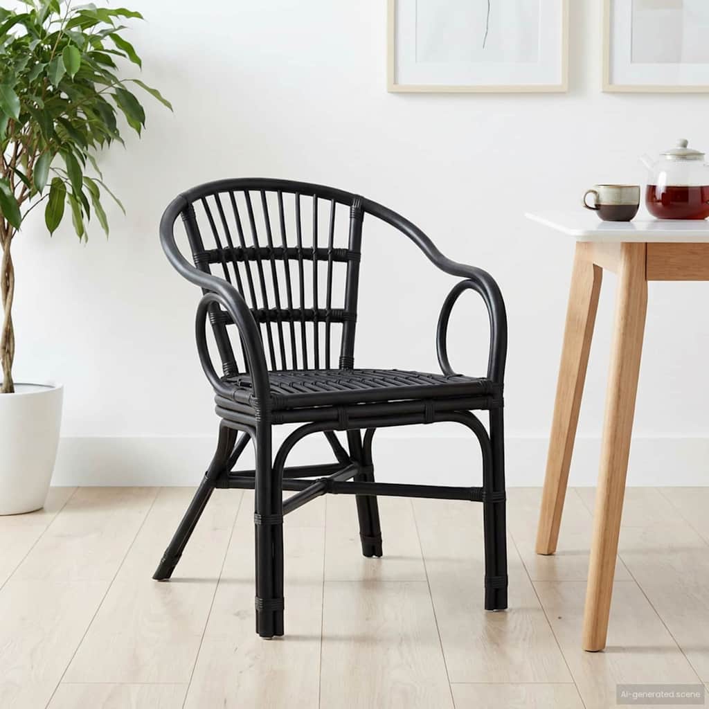 Stacking Chair Black 58 x 60 x 81 cm Rattan