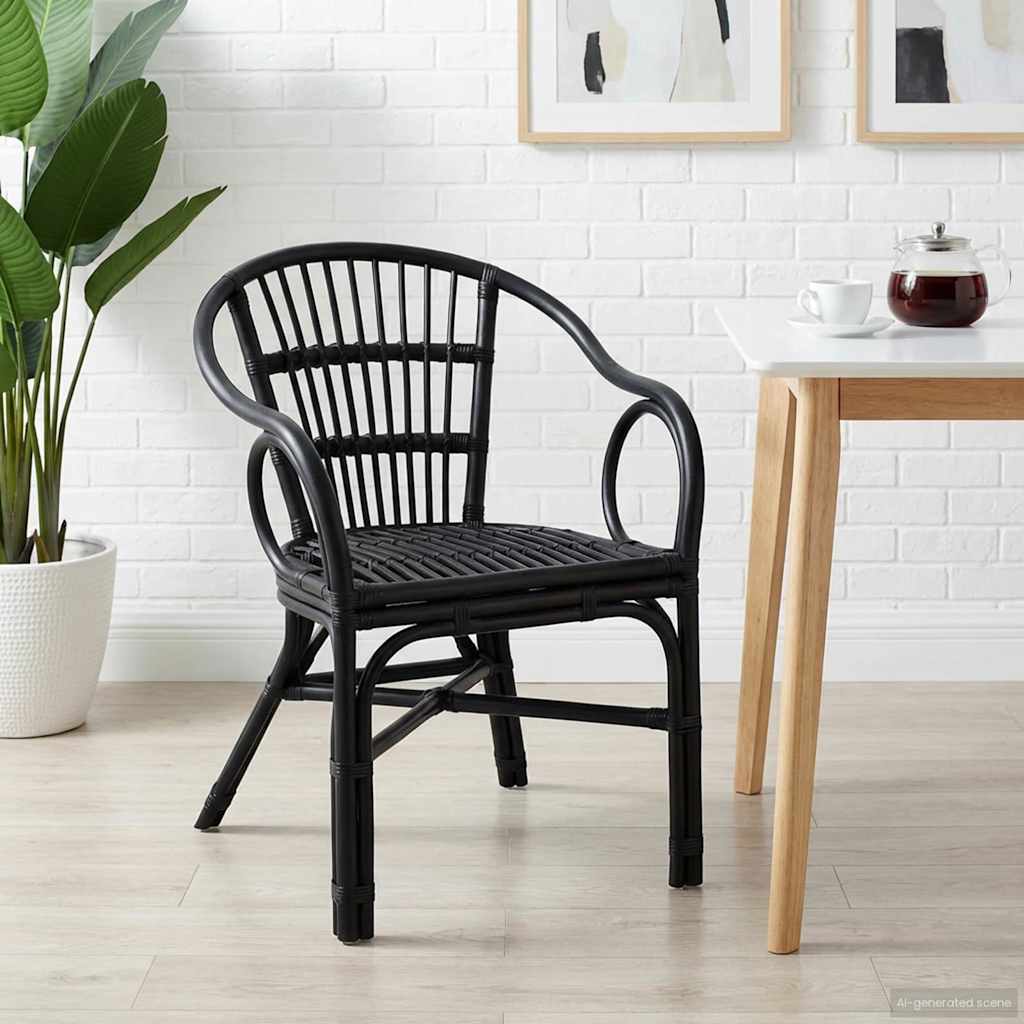Stacking Chair Black 58 x 60 x 81 cm Rattan