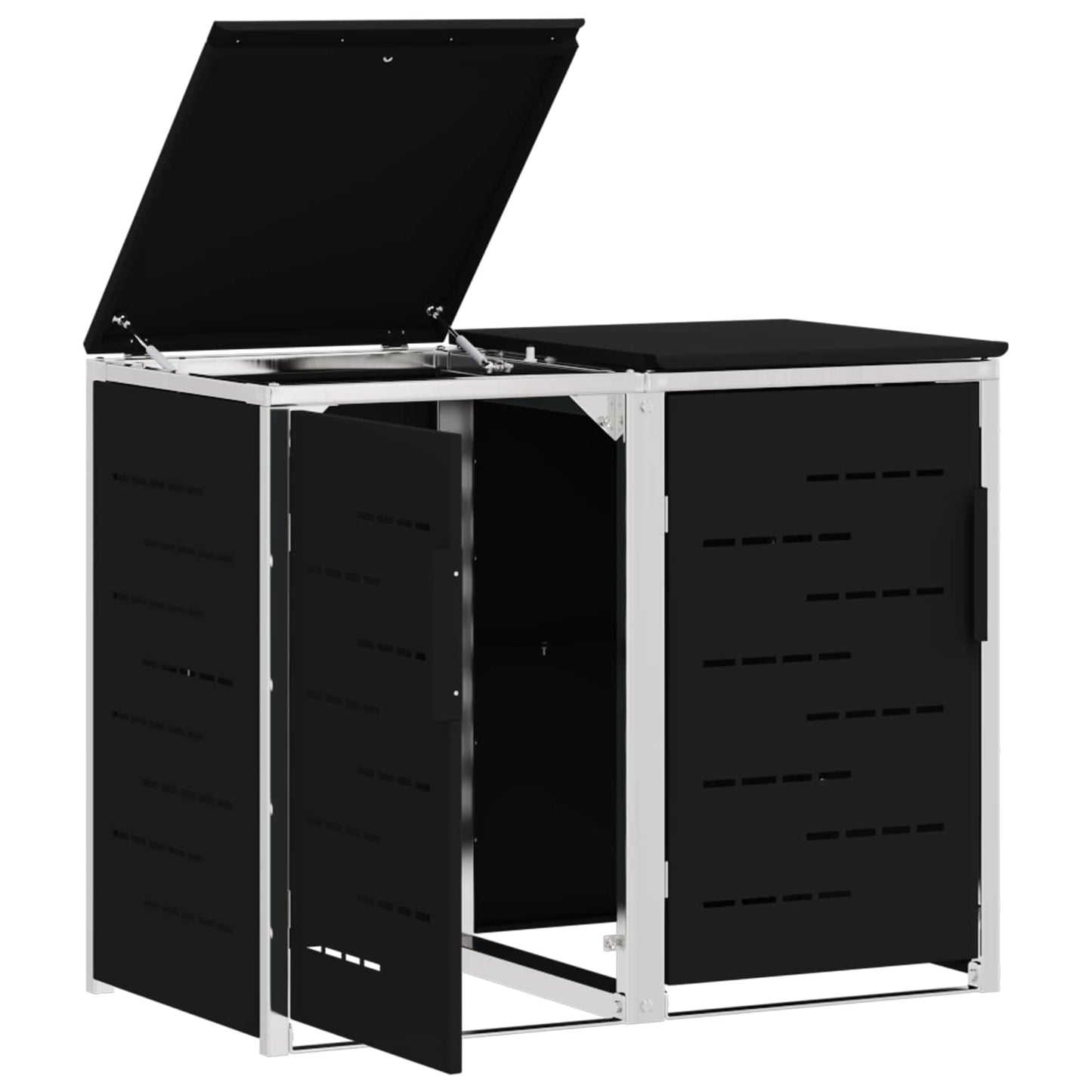 Wheelie Bin Storage Black 138 x 77.5 x 112.5 cm Stainless Steel