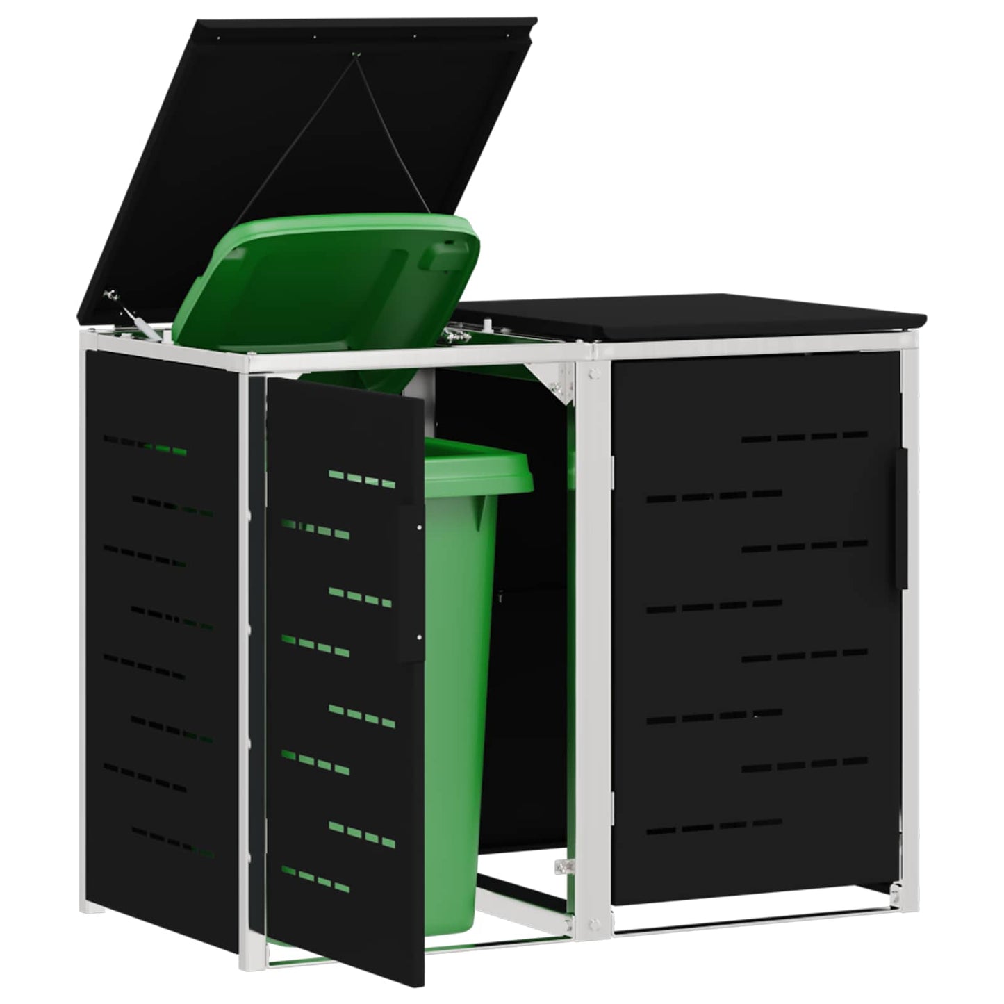 Wheelie Bin Storage Black 138 x 77.5 x 112.5 cm Stainless Steel