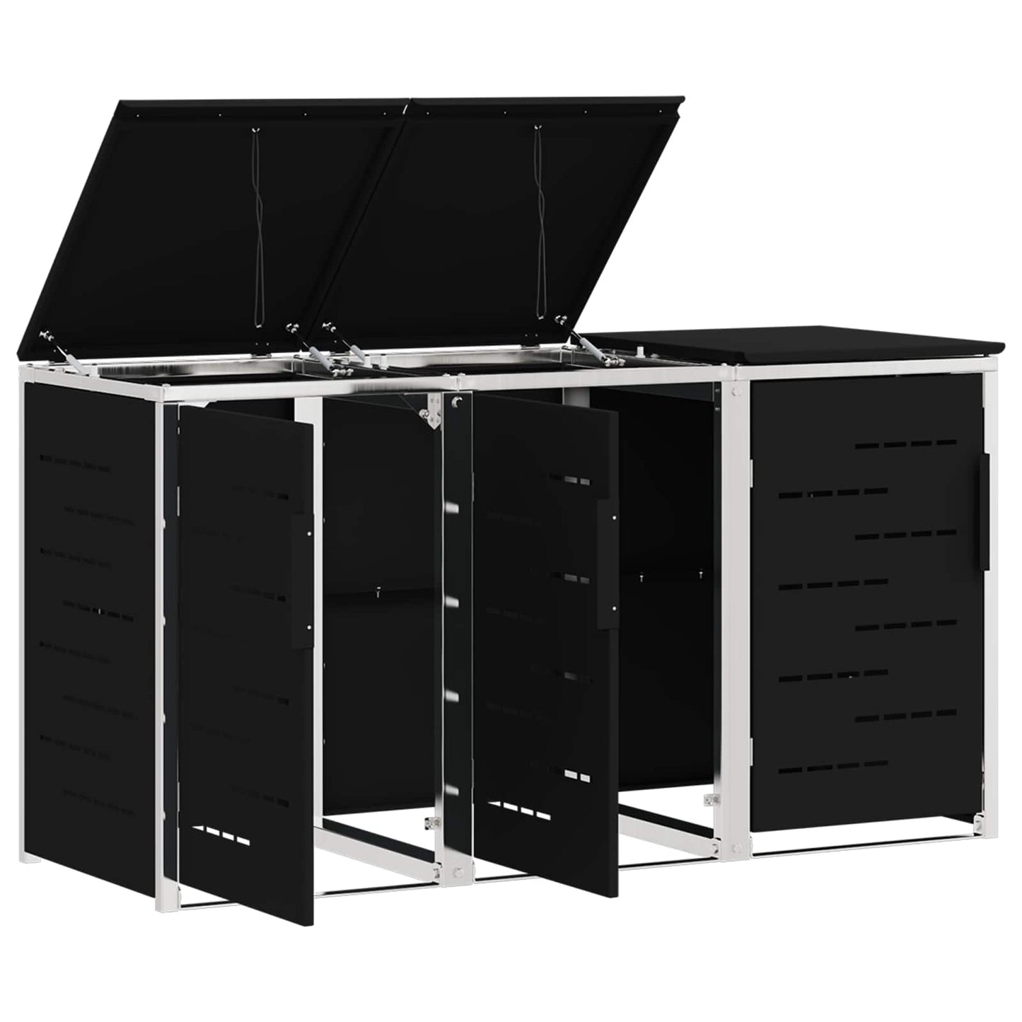 Wheelie Bin Storage Black 207 x 77.5 x 112.5 cm Stainless Steel