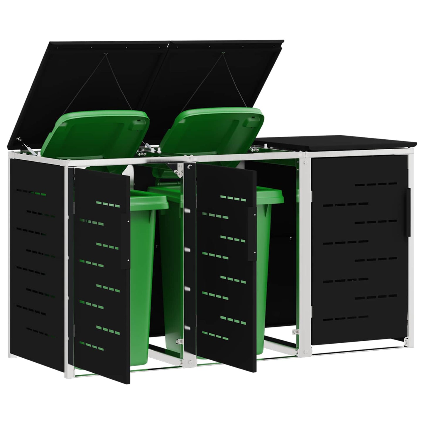 Wheelie Bin Storage Black 207 x 77.5 x 112.5 cm Stainless Steel