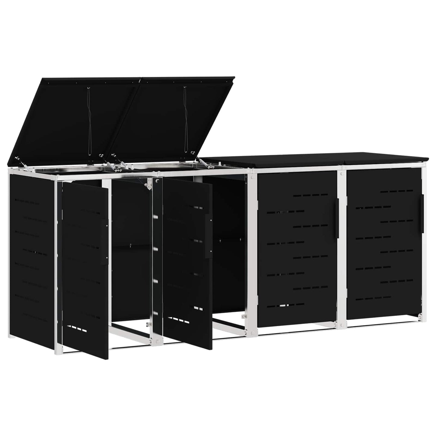 Wheelie Bin Storage Black 276 x 77.5 x 112.5 cm Stainless Steel