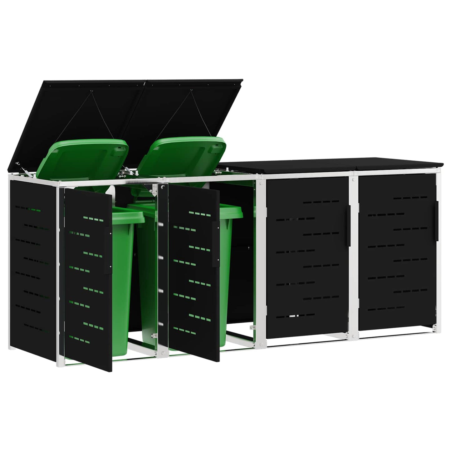 Wheelie Bin Storage Black 276 x 77.5 x 112.5 cm Stainless Steel