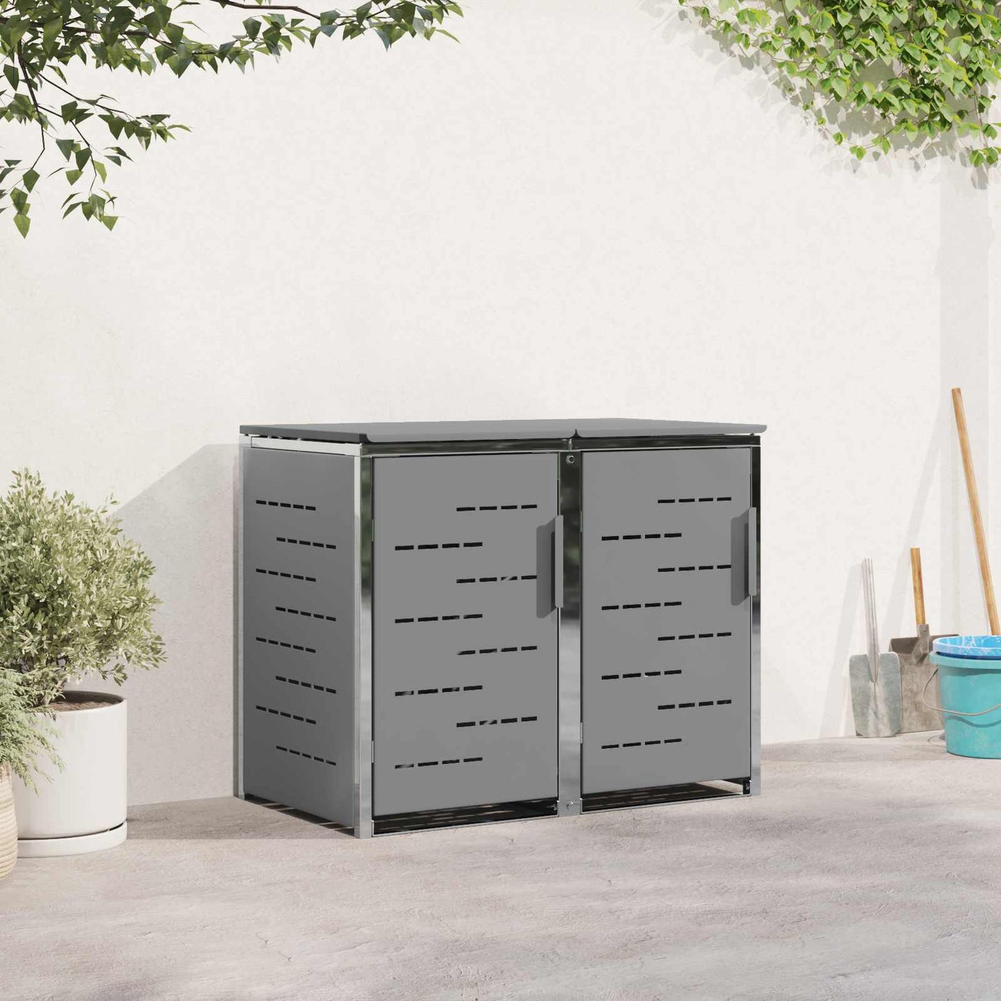 Wheelie Bin Storage Grey 138 x 77.5 x 112.5 cm Stainless Steel