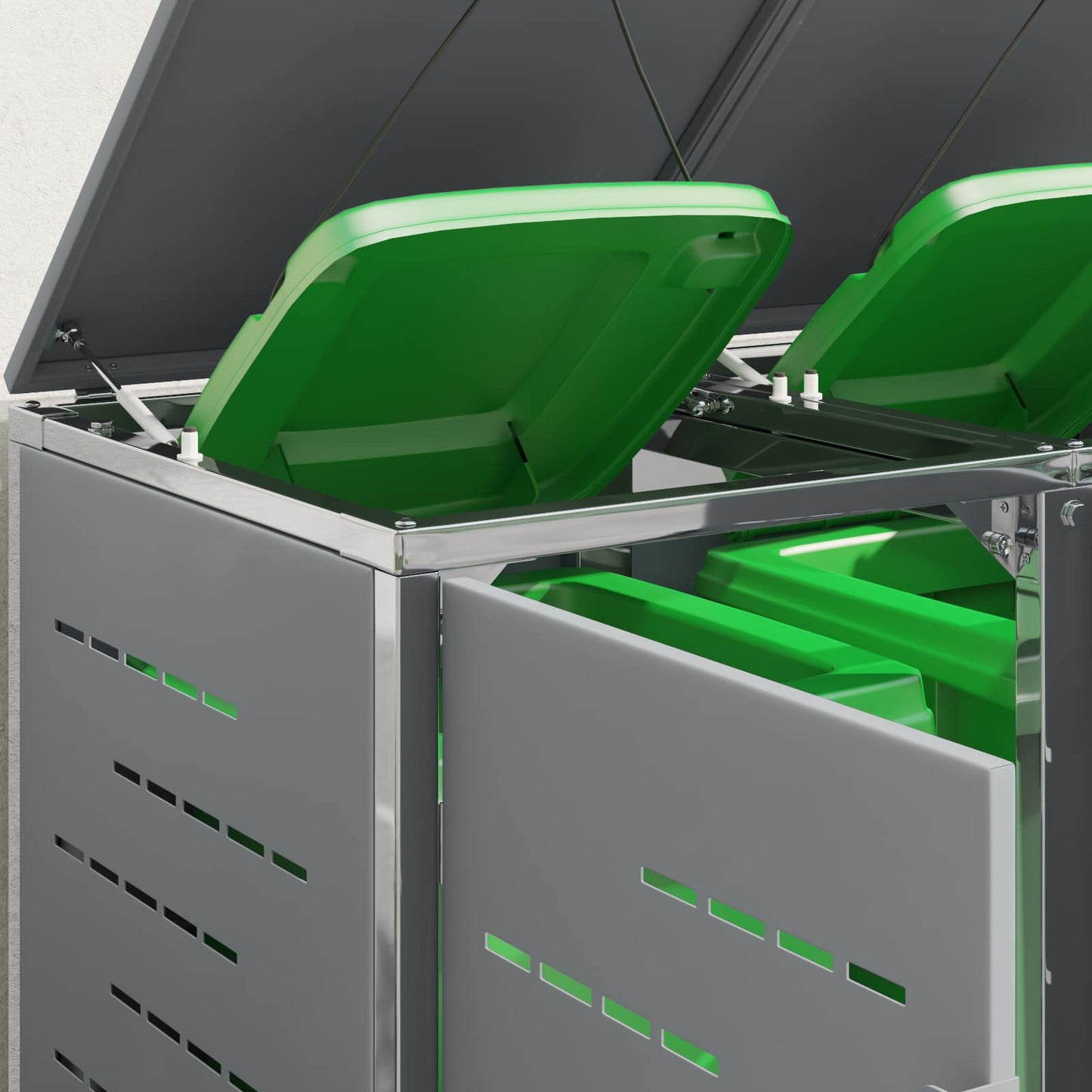 Wheelie Bin Storage Grey 276 x 77.5 x 112.5 cm Stainless Steel