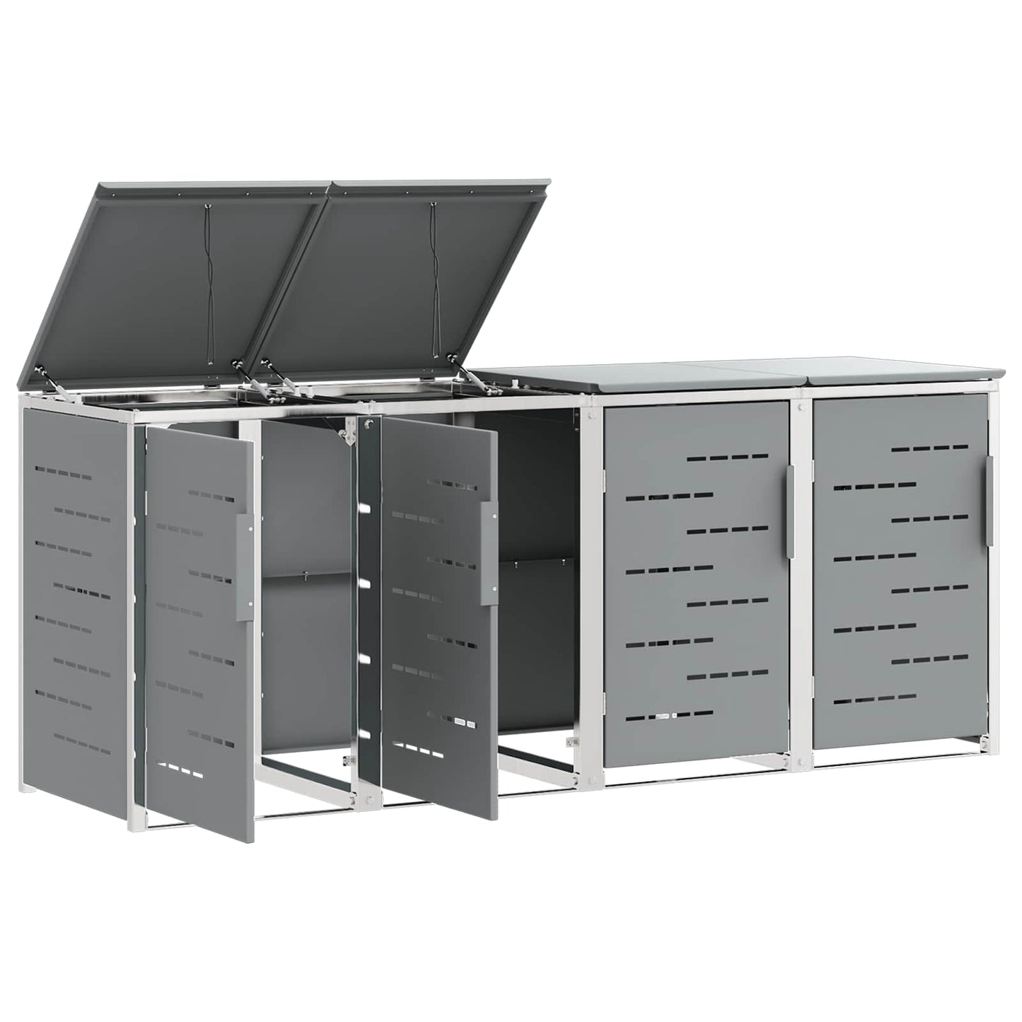 Wheelie Bin Storage Grey 276 x 77.5 x 112.5 cm Stainless Steel