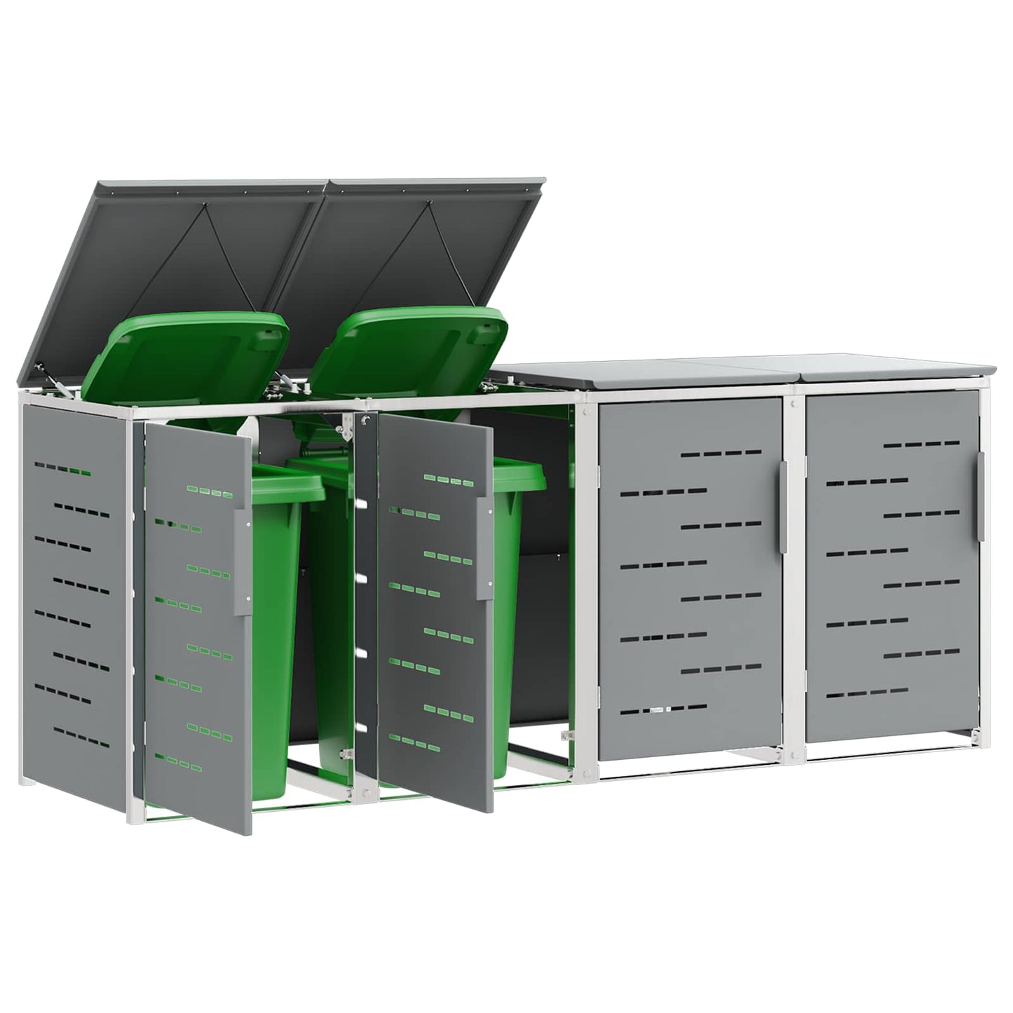 Wheelie Bin Storage Grey 276 x 77.5 x 112.5 cm Stainless Steel