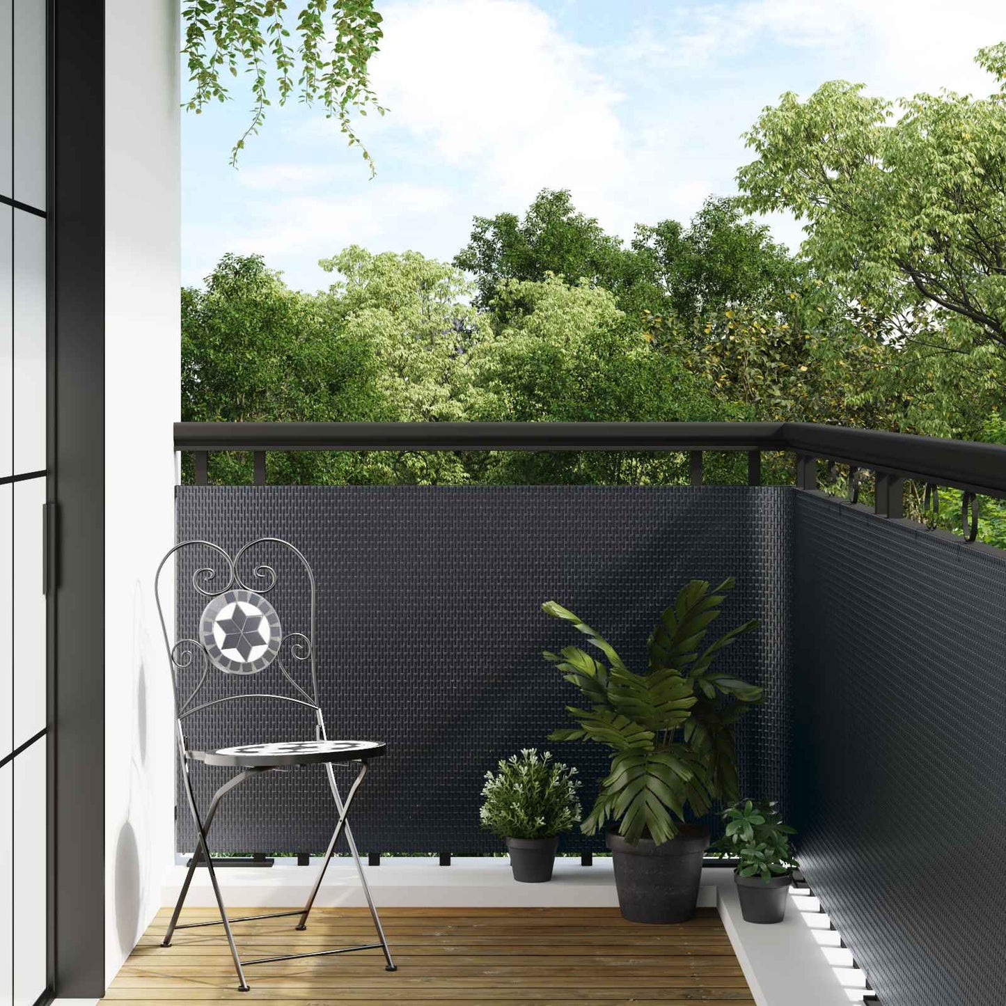 Balcony Screen Dark Grey 400 x 90 cm Poly Rattan