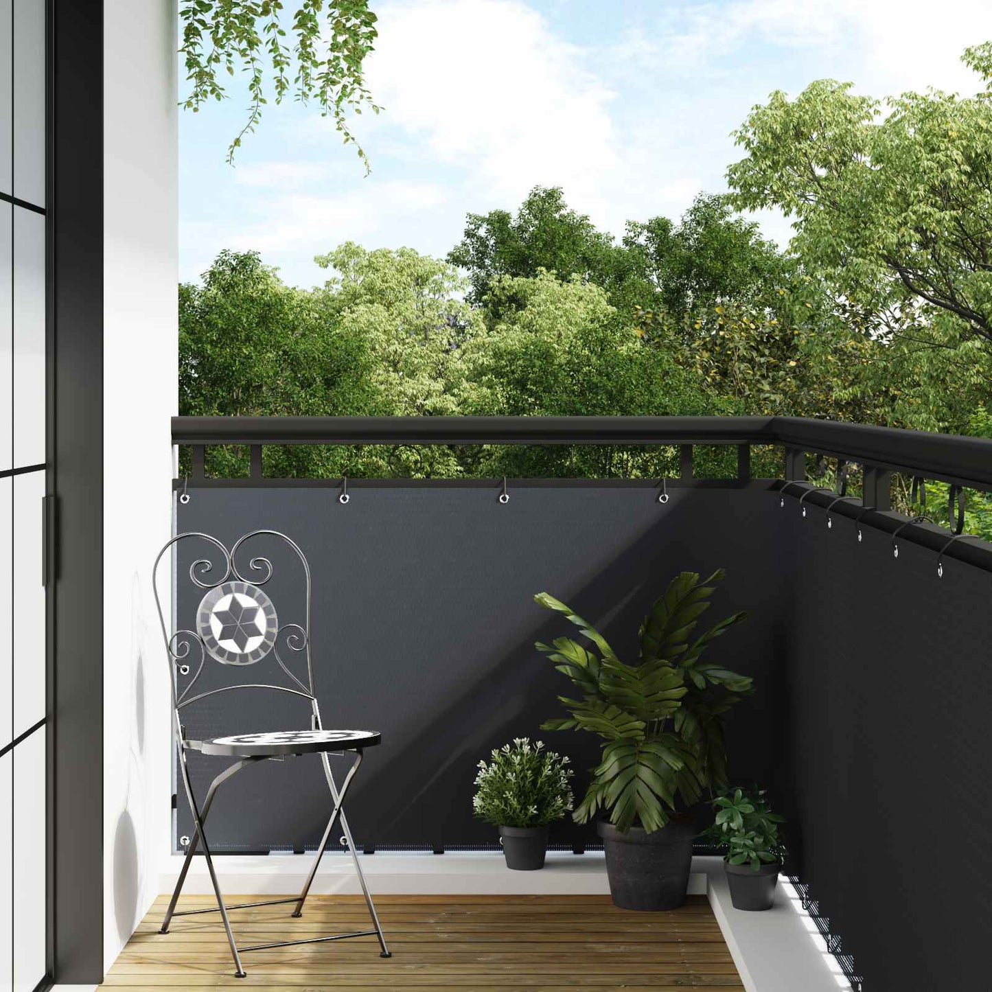 Balcony Screen with Eyelets Anthracite