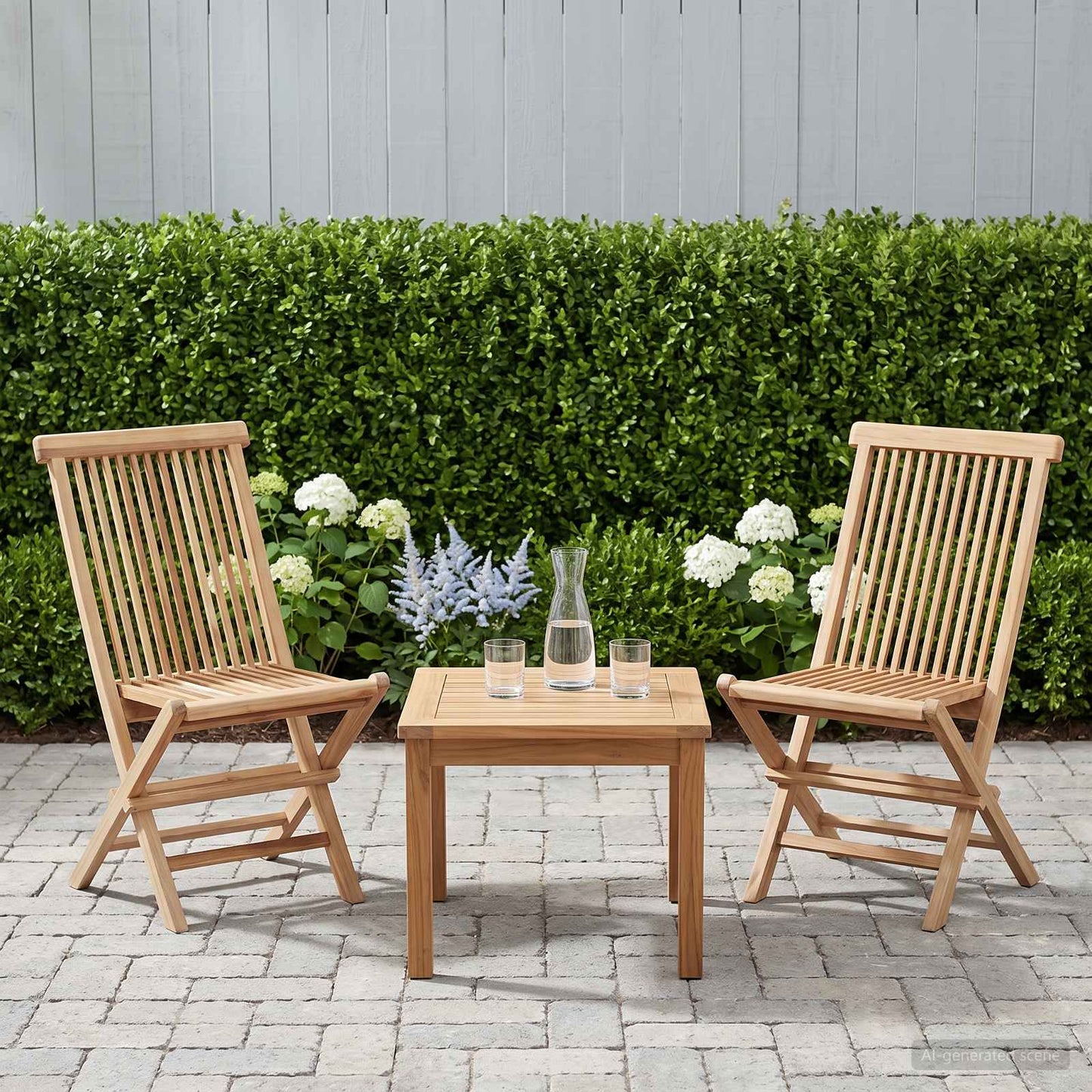 Folding Garden Chair 2 pcs Natural Solid Teak Wood