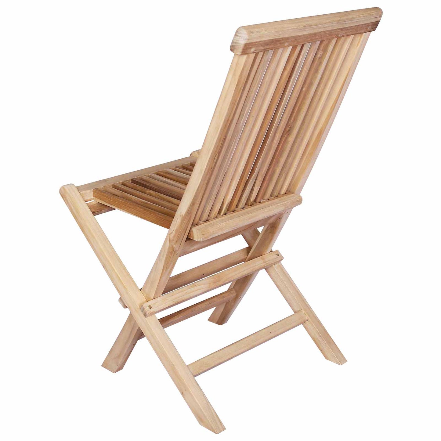 Folding Garden Chair 2 pcs Natural Solid Teak Wood