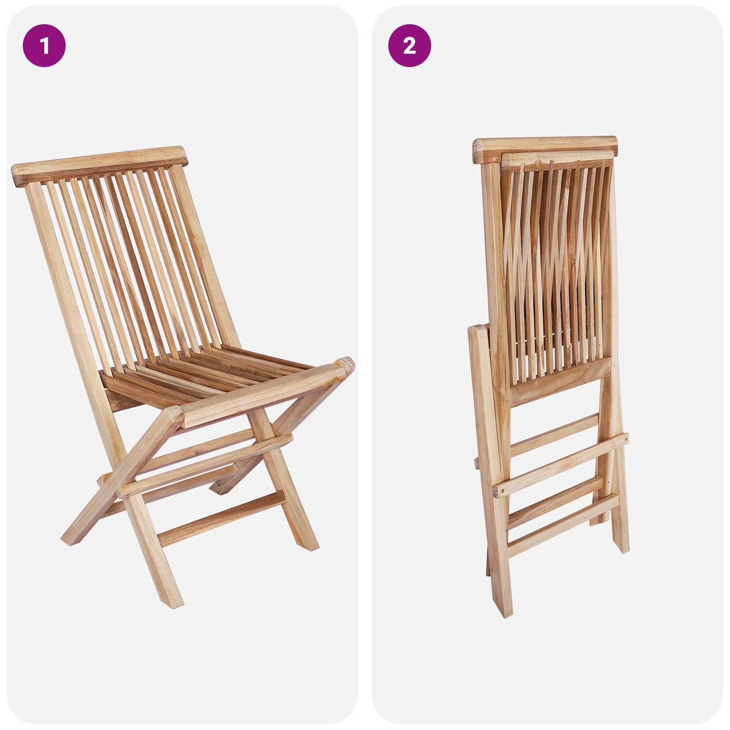 Folding Garden Chair 4 pcs Natural Solid Teak Wood