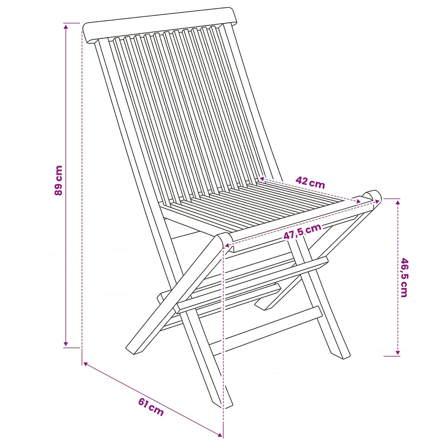 Folding Garden Chair 4 pcs Natural Solid Teak Wood